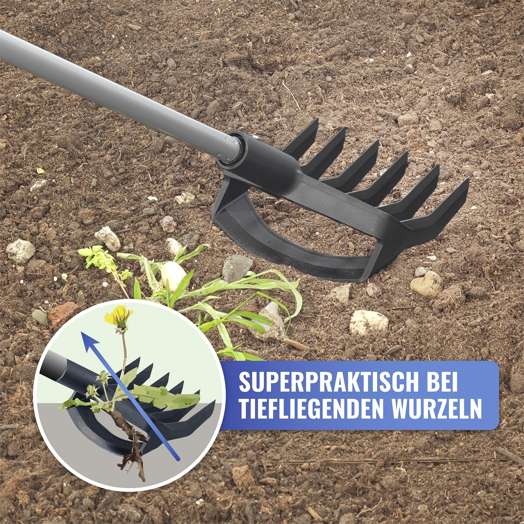 Maximex Kultivator »Gartenhacke und Kultivator 2in1« mit Teleskopstiel, rückenschonend, langlebiges Material