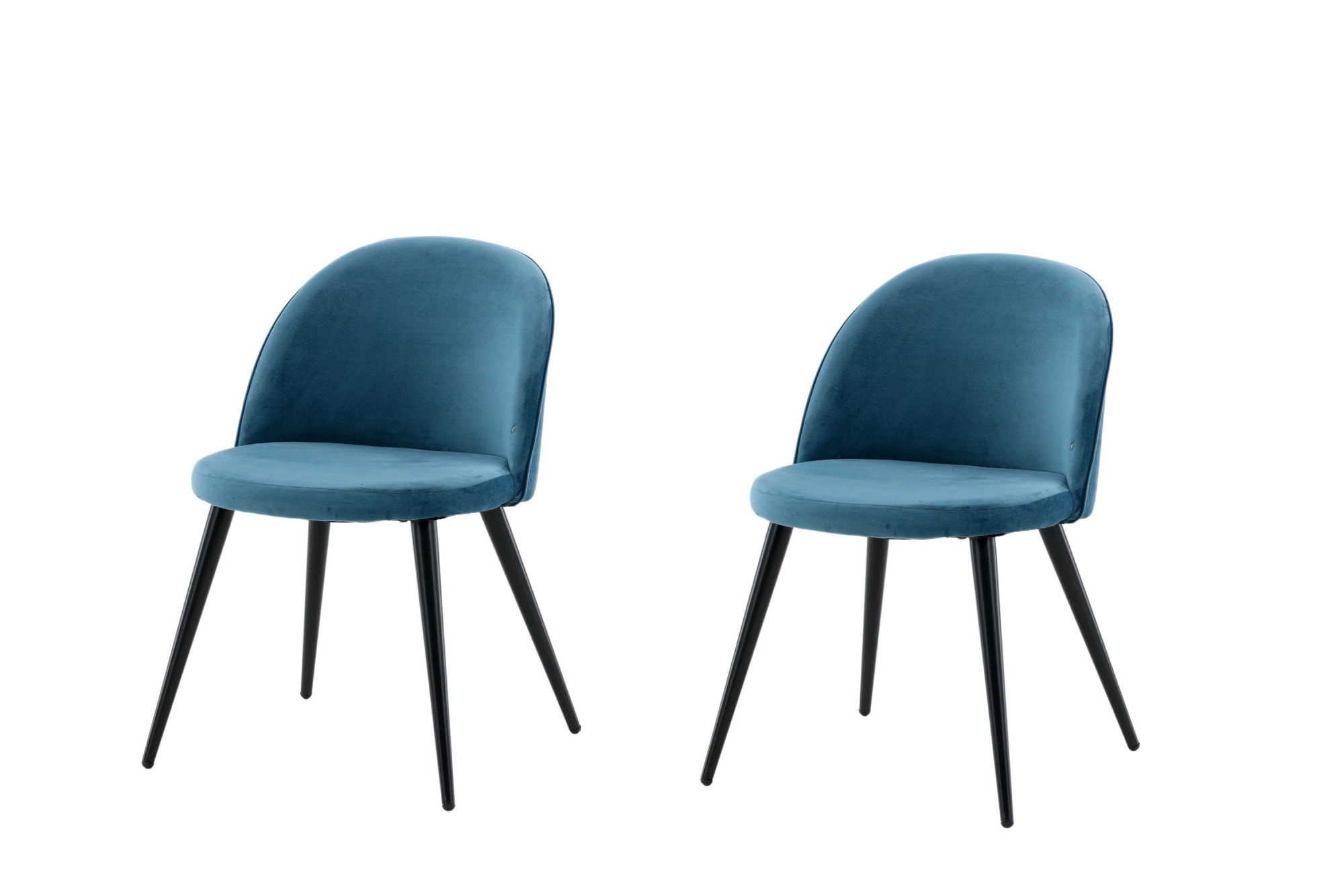 VENTURE DESIGN Esszimmerstuhl aus Samt, blauer Samt und Metall, blau