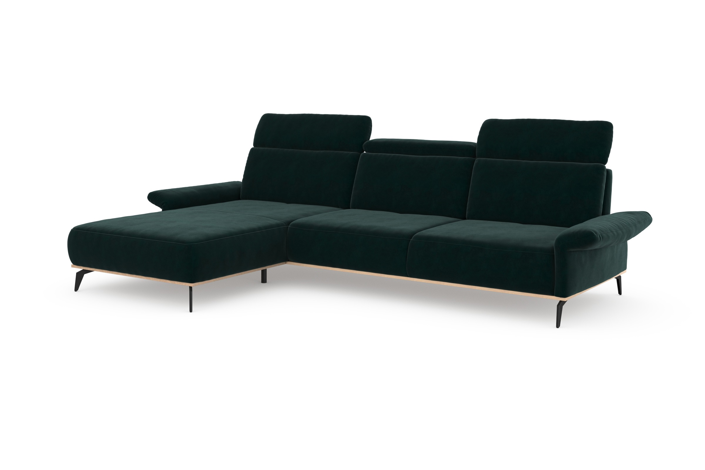 Places of Style Ecksofa »Fjord L-Form«, massiv, wahlweise mit Armlehnfunktion, Kopf- Sitztiefenverstellung