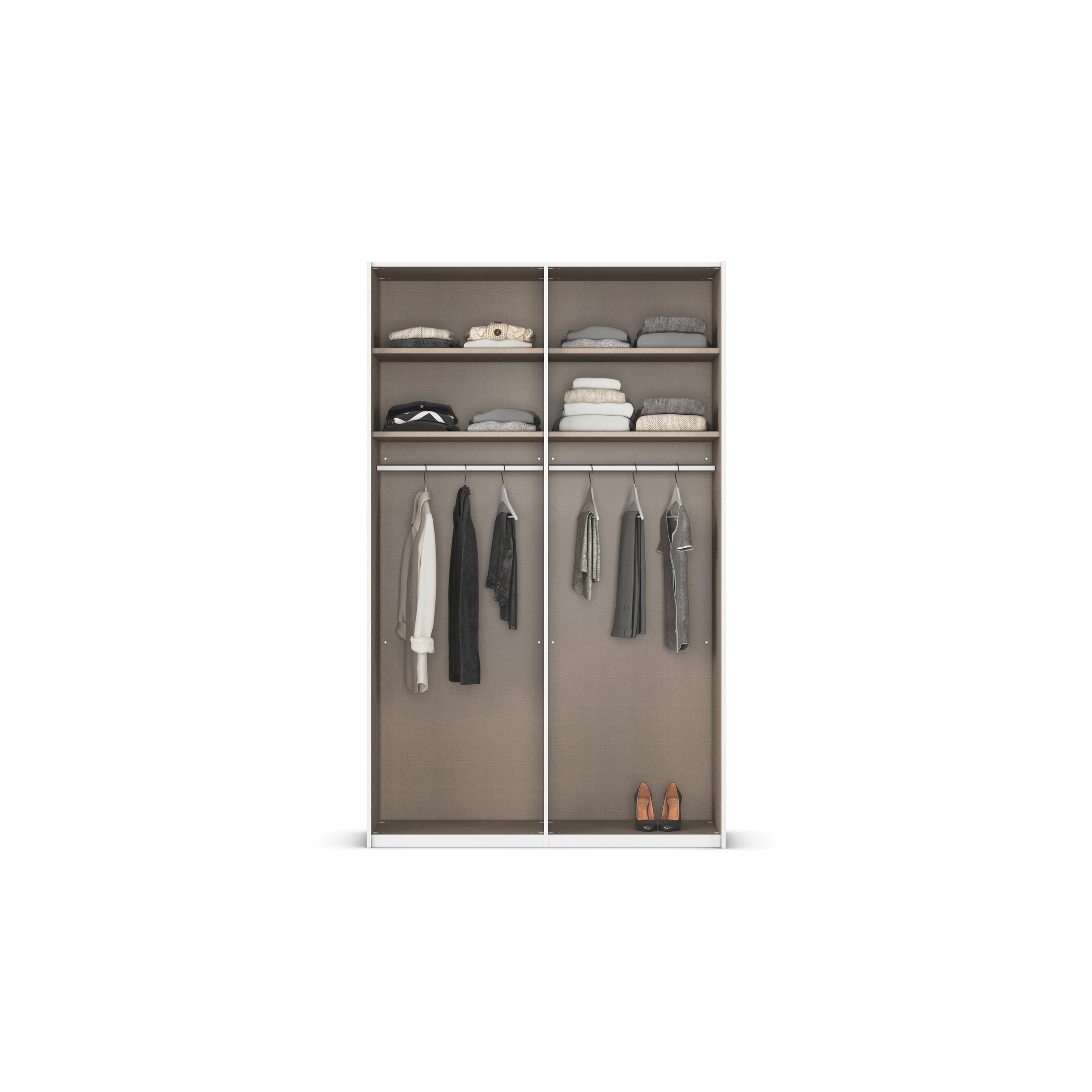 rauch Schwebetürenschrank »Kleiderschrank Schrank Garderobe Schlafzimmerschrank EVELYN«, in elegantem Stil, in 5 Breiten, Griffe in Korpusfarbe MADE IN GERMANY