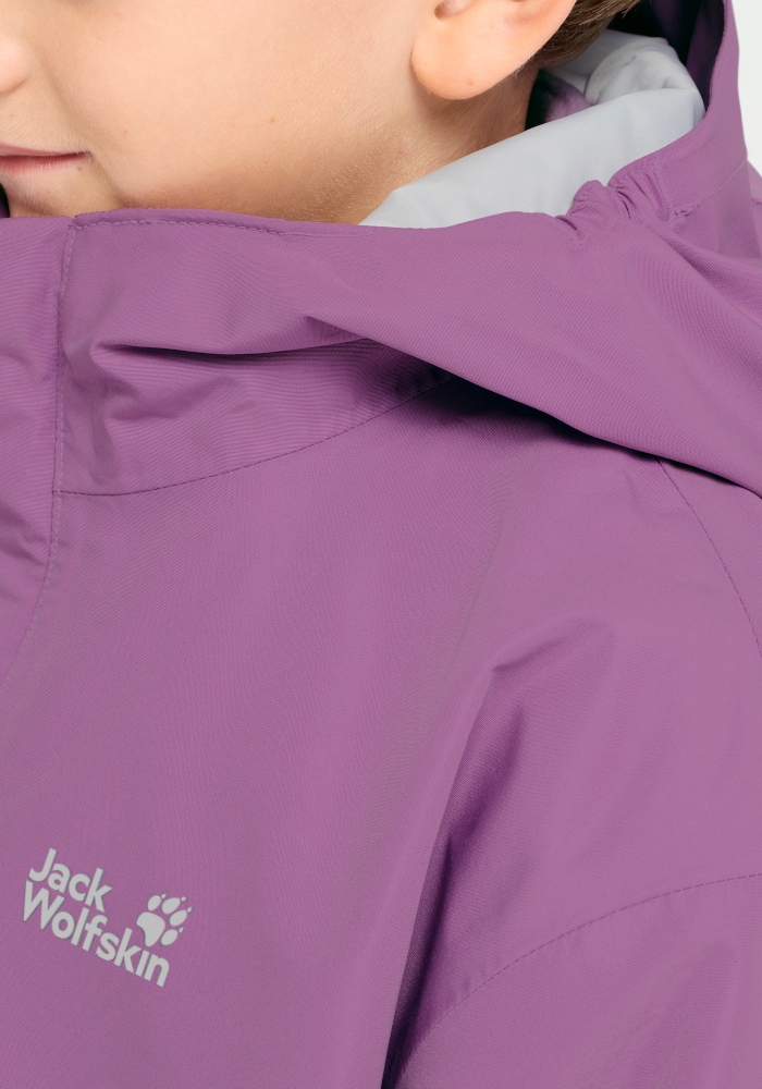 Jack Wolfskin 3-in-1-Funktionsjacke »ICELAND 3IN1 PRINT JKT K« mit Kapuze für Kinder, mit Kapuze, wasserdicht, winddicht, atmungsaktiv