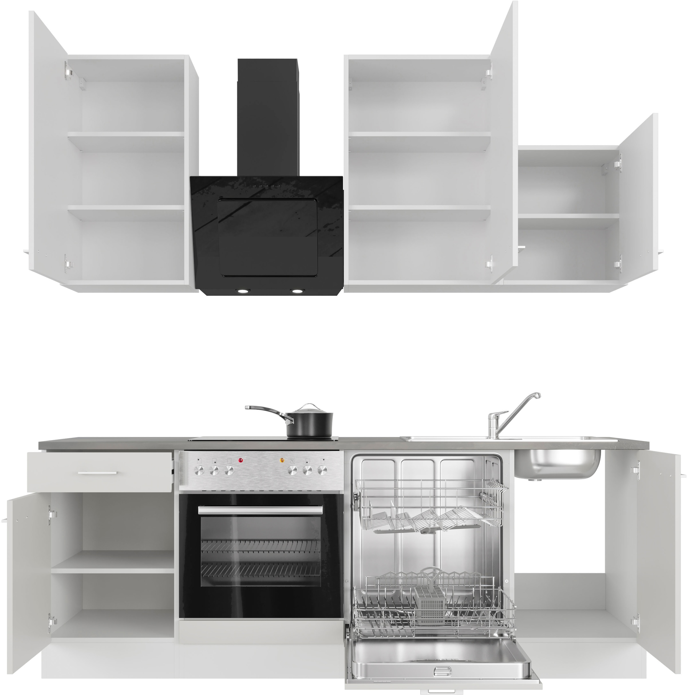 Flex-Well Küchenzeile »Lucca« mit E-Geräten, Breite 220 cm, in vielen Farbvarianten erhältlich