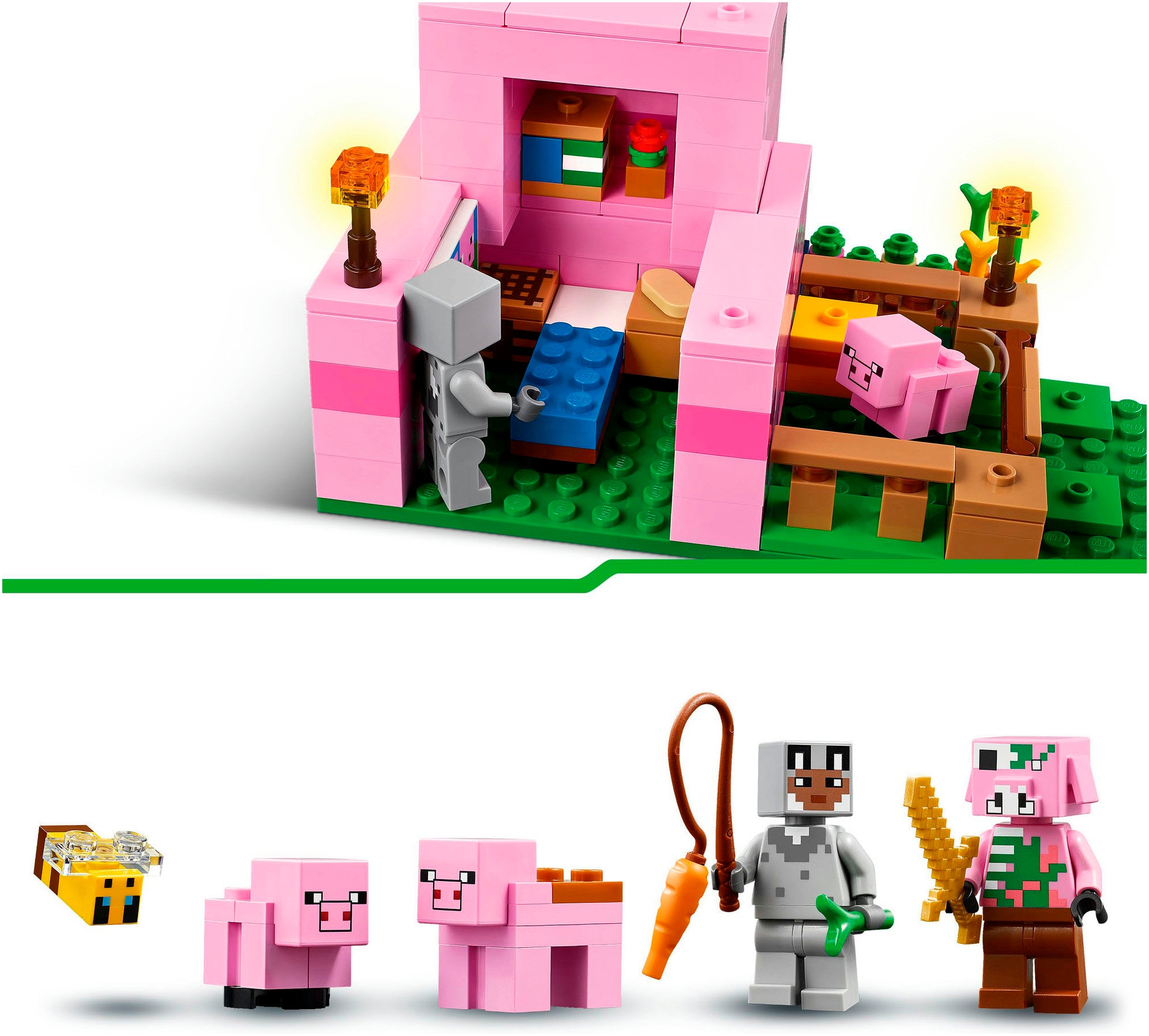 LEGO® Konstruktionsspielsteine »Das Babyschwein-Haus (21268), LEGO Minecraft«, (238 St.), Made in Europe