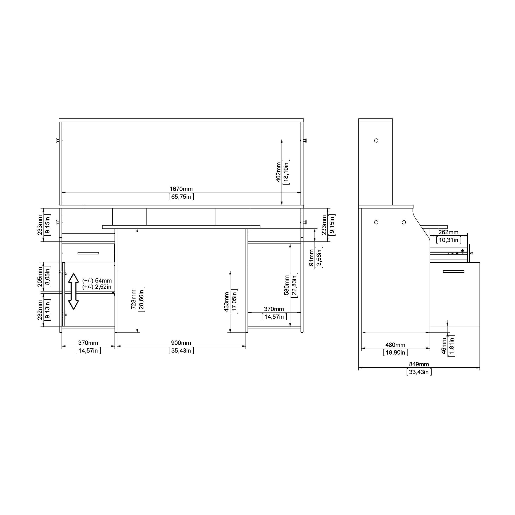 INOSIGN Computertisch »Function Plus Gaming Tisch, Bürotisch, Schreibtisch«, Schreibtisch mit 1 Tür, 1 Schublade, Towerfach, Monitoraufsatz