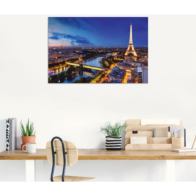 Größen Paris«, Seine Alubild, Wandbild Wandaufkleber »Eiffelturm oder als und Artland St.), in Leinwandbild, Abend, (1 am Poster kaufen Paris, Raten versch. auf