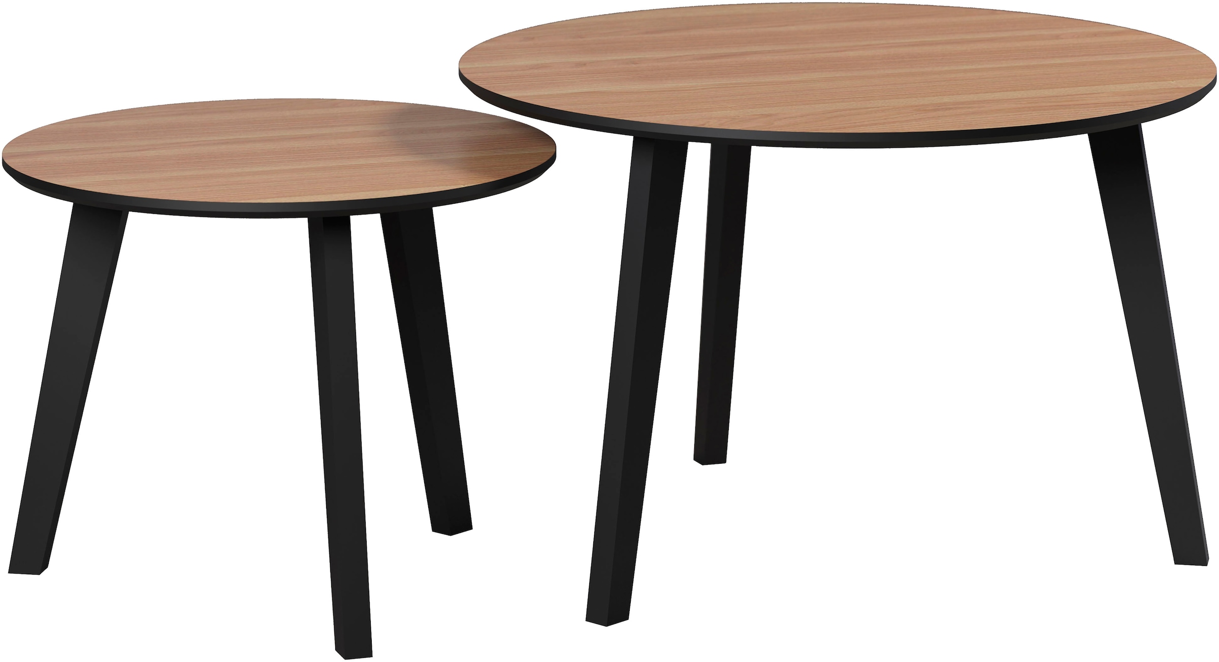 Home affaire Couchtisch »Ronda« Set, 2 Stk. tlg. Beistelltische mit Massivholzfüßen - Maße (B/T/H) 50-70/39-45/50-70 cm