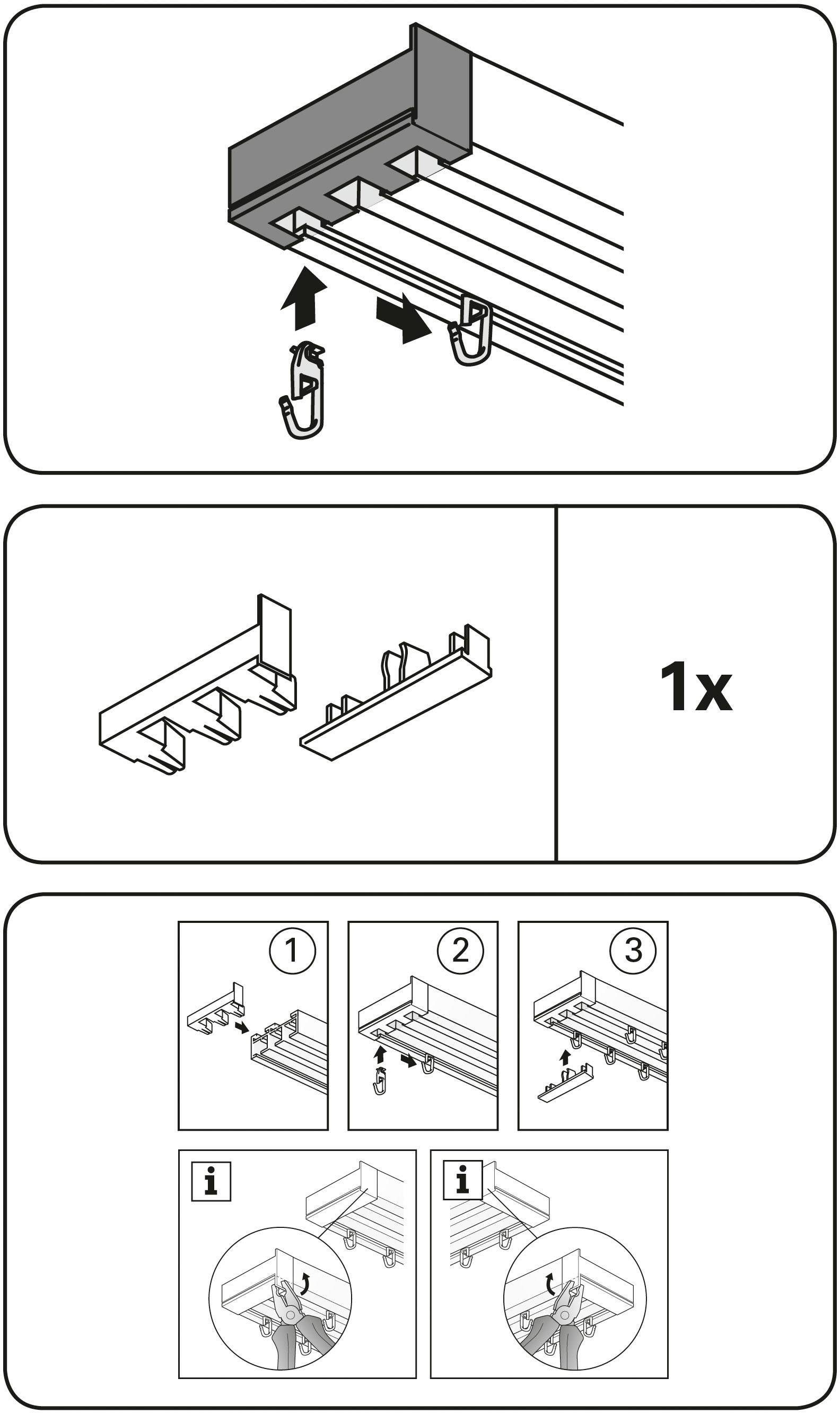 GARDINIA Gardinenstangen-Endstück »Endstück mit Ausklinkung 3-läufig«, (1 St.), Serie Flächenvorhang-Technik Atlanta 3-läufig