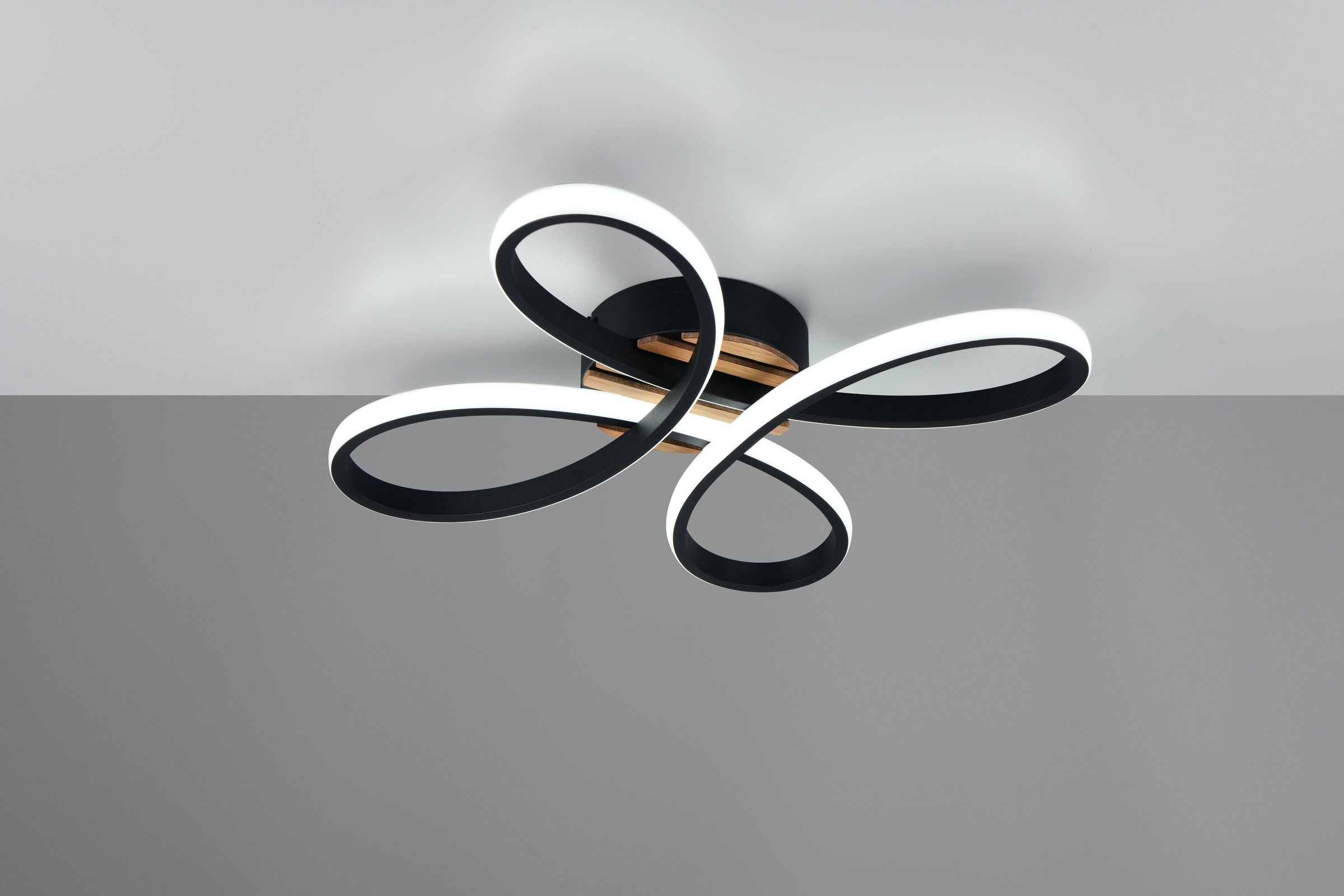 OTTO home LED Deckenleuchte »Ullii, Deckenlampe mit Fernbedienung dimmbar Nachtlicht Memory« LED-Board 1 Stk. warmweiß - kaltweiß CCT stufenlos warm- bis kaltweiß, Holzelemente in Optik Akustikpaneel