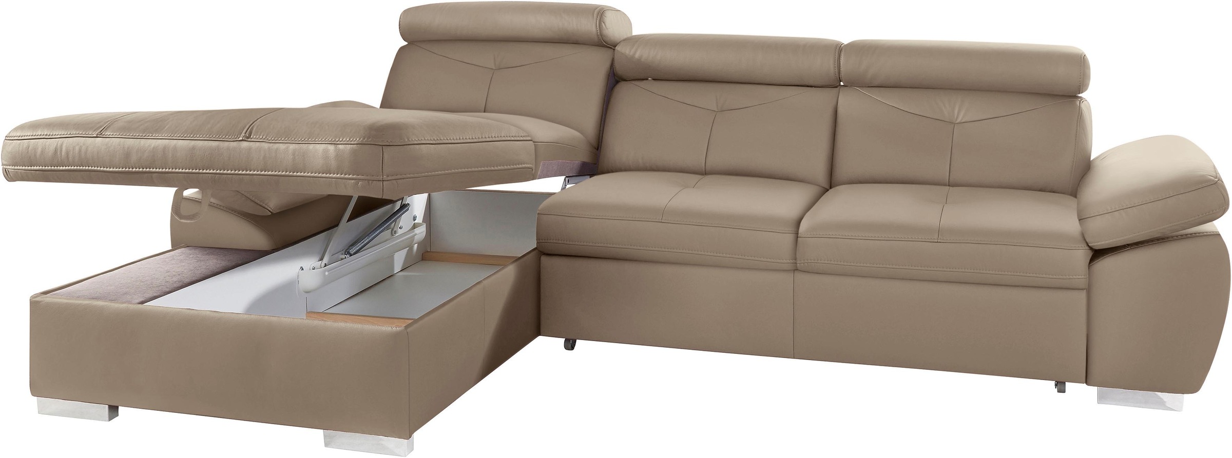 exxpo - sofa fashion Ecksofa »Spring, super bequem, mit Armteil- und Kopfteilfunktion«, L-Form, wahlweise mit Bettfunktion und Bettkasten
