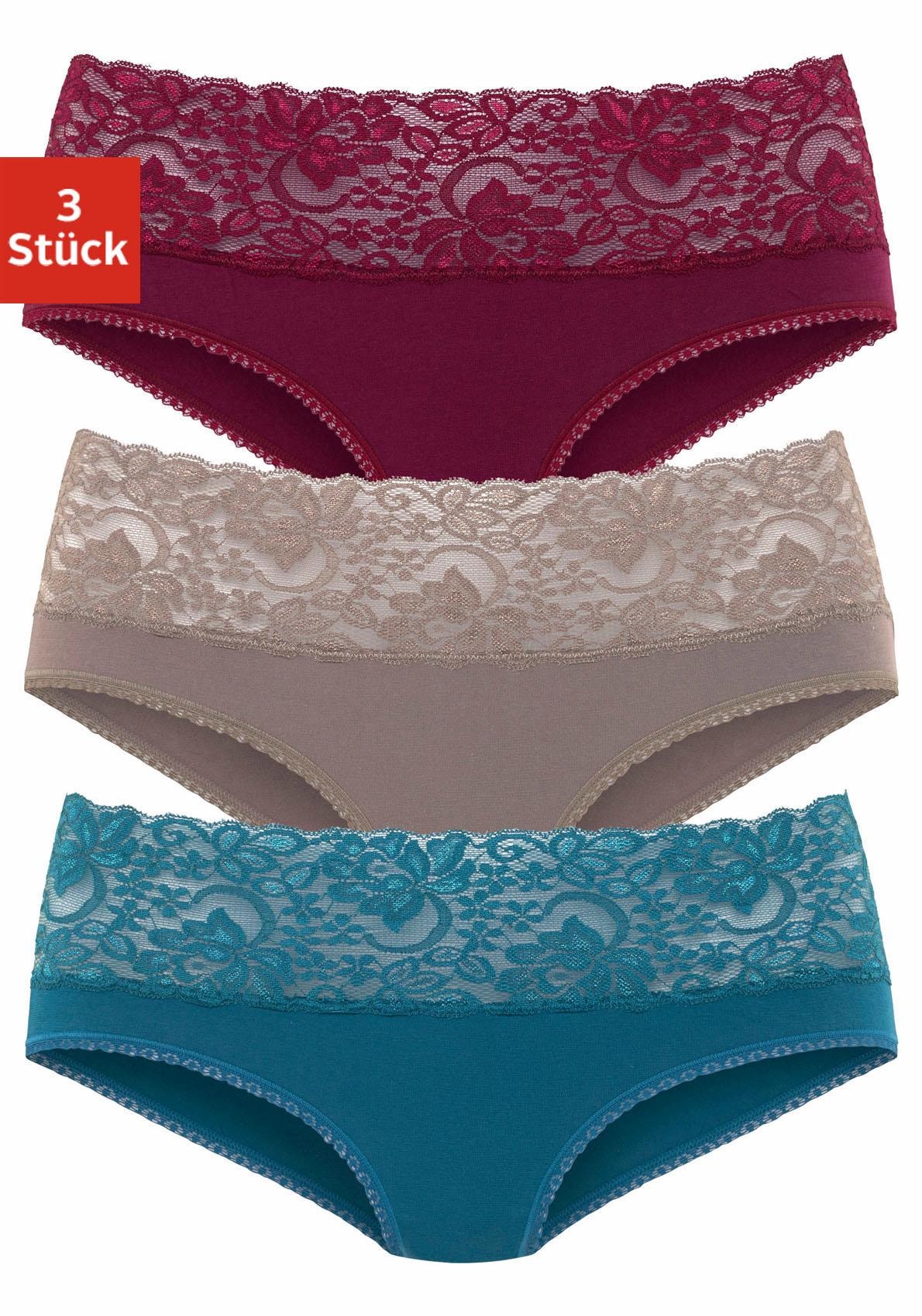 Vivance Slip, 3 ♕ mit (Packung, Spitzenbündchen St.), breitem bei