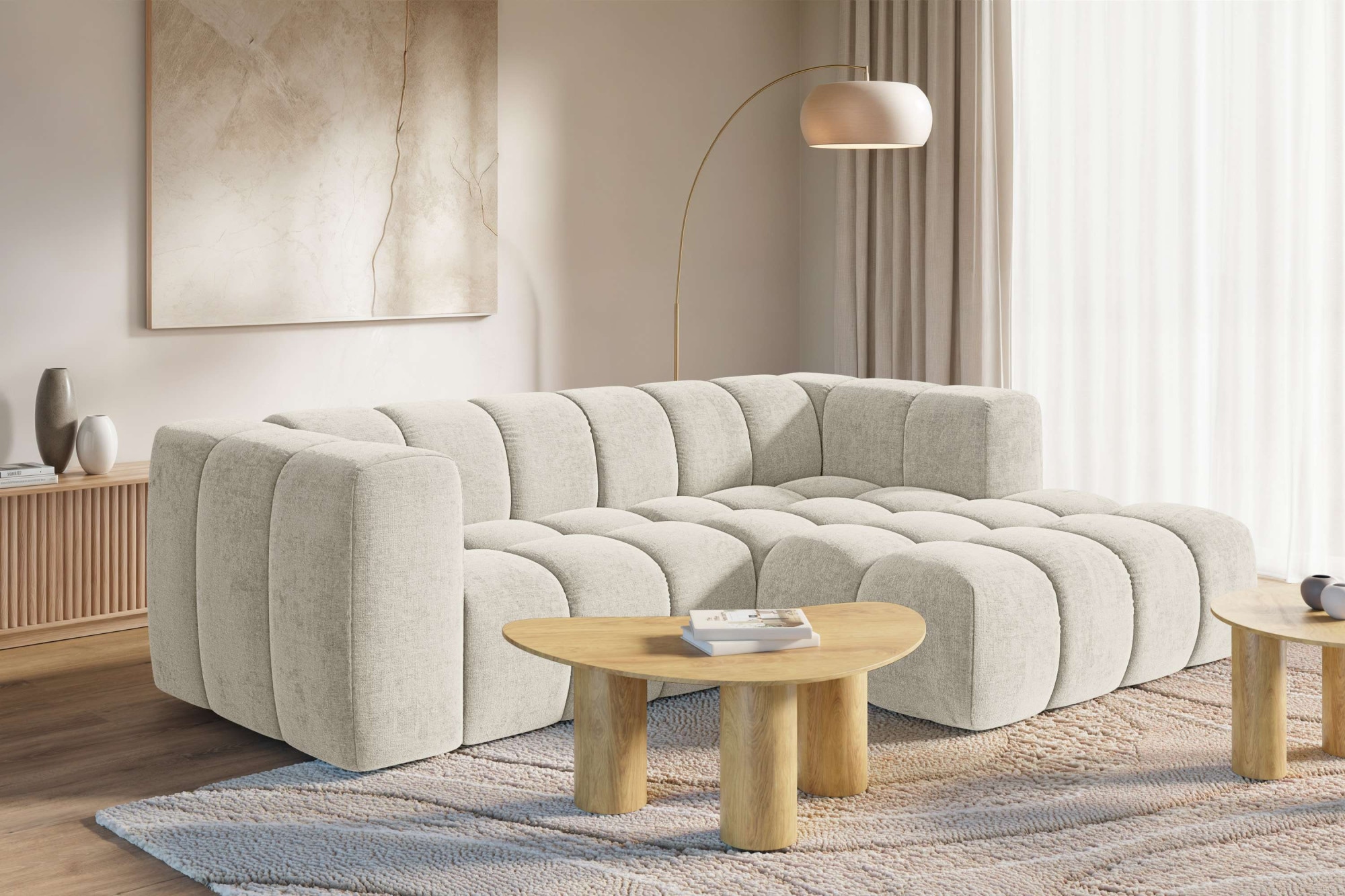 homsy by Ana Johnson Ecksofa »»L« BOUBELLE L-Form, Design-Sofa, Bubble-Optik, Breite 247 cm« hoher Sitzkomfort dank Wellenunterfederung, L Sitztiefe 63 cm