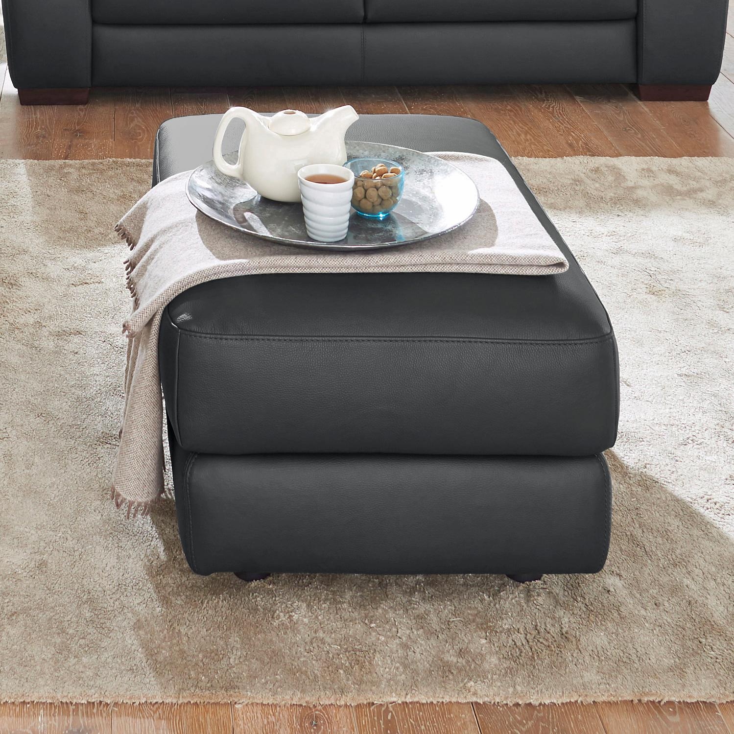 CALIA ITALIA, Hocker »Gaia, hochwertiger, edler Lederhocker mit erstklassigem Sitzkomfort«, schwarz, Leder SORRENTO - 100% Leder;Leder BULL - 100% 