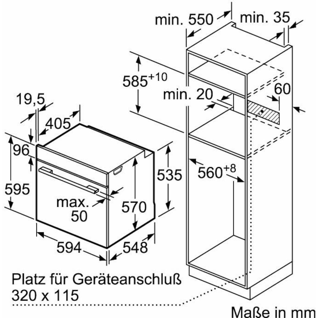 NEFF Einbaubackofen »B1DCA0AN0«, N 30, B1DCA0AN0, mit Teleskopauszug nachrüstbar