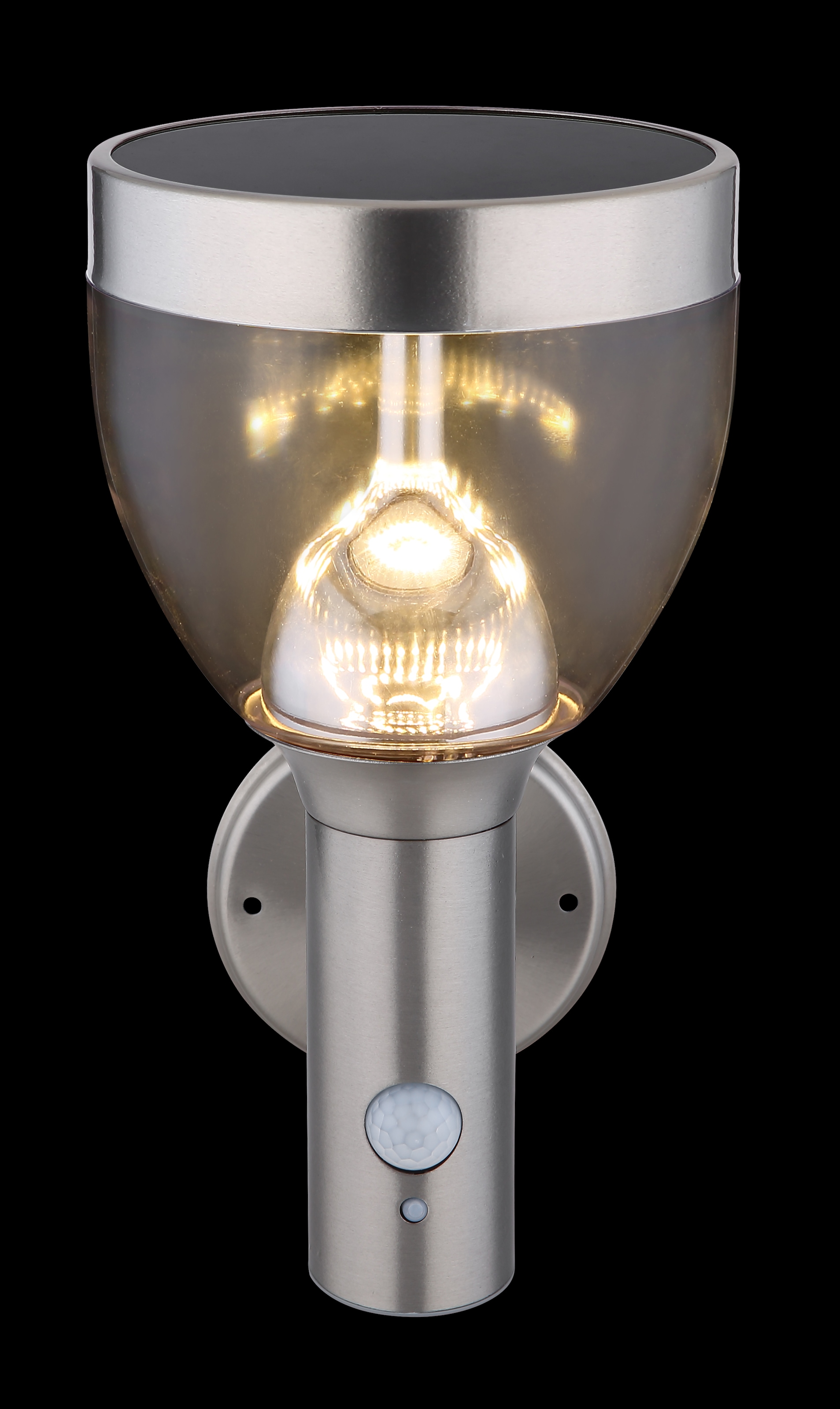 GLOBO LIGHTING LED Solarleuchte »SOLARLEUCHTE EDELSTAHL, 1XLED« LED-Modul 1 Stk. Warmweiß Kompakte Leuchte mit sensorgesteuerter Helligkeit