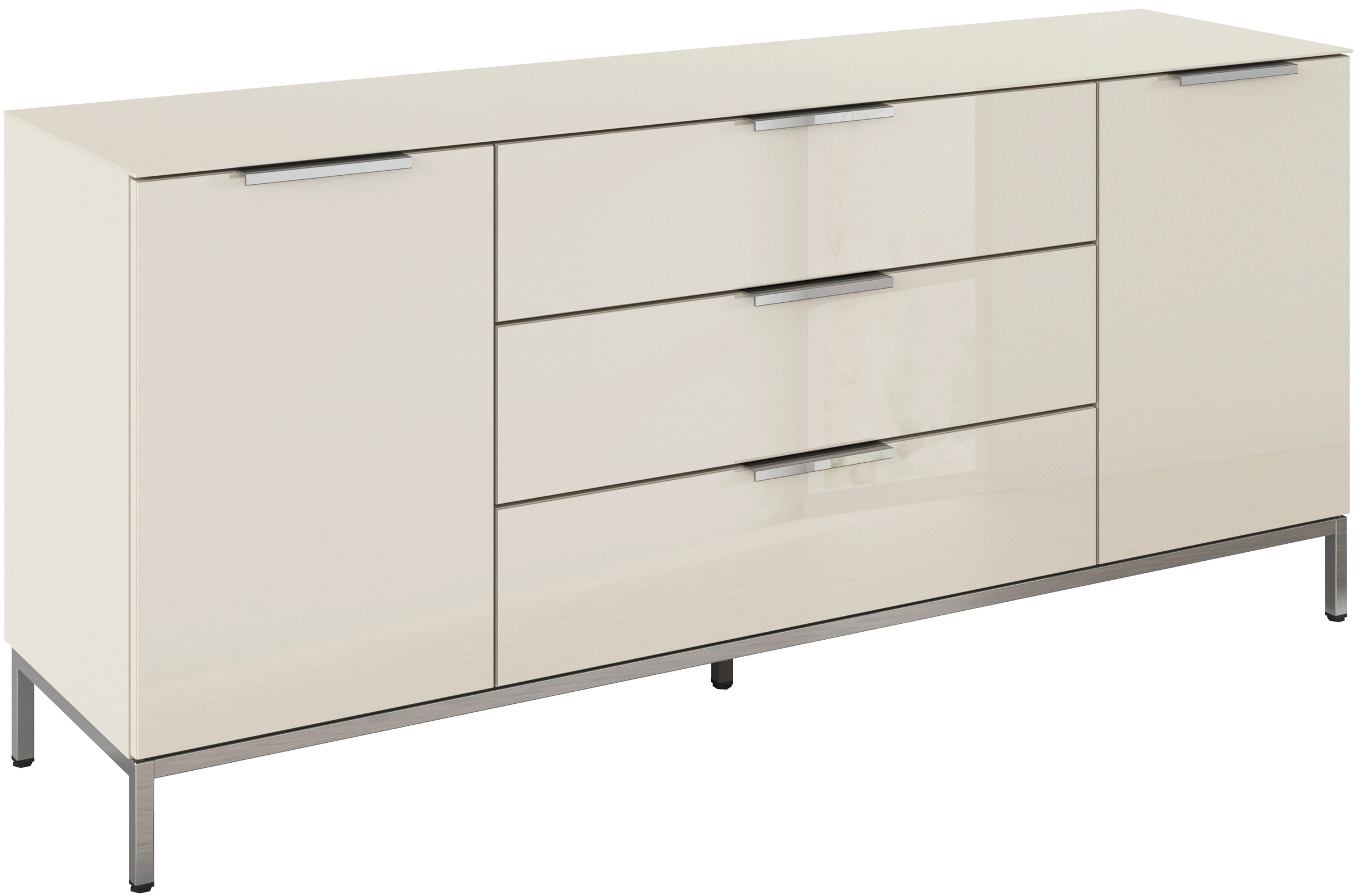 rauch Kombikommode "Kommode Türkommode Sideboard Kombikommode FLIPP mit Glasfront" Breite 160 cm mit 2 Einlegeböden, 2-türig, 3 Schubladen, Soft-Close-Funktion, Oberboden und Front Glas