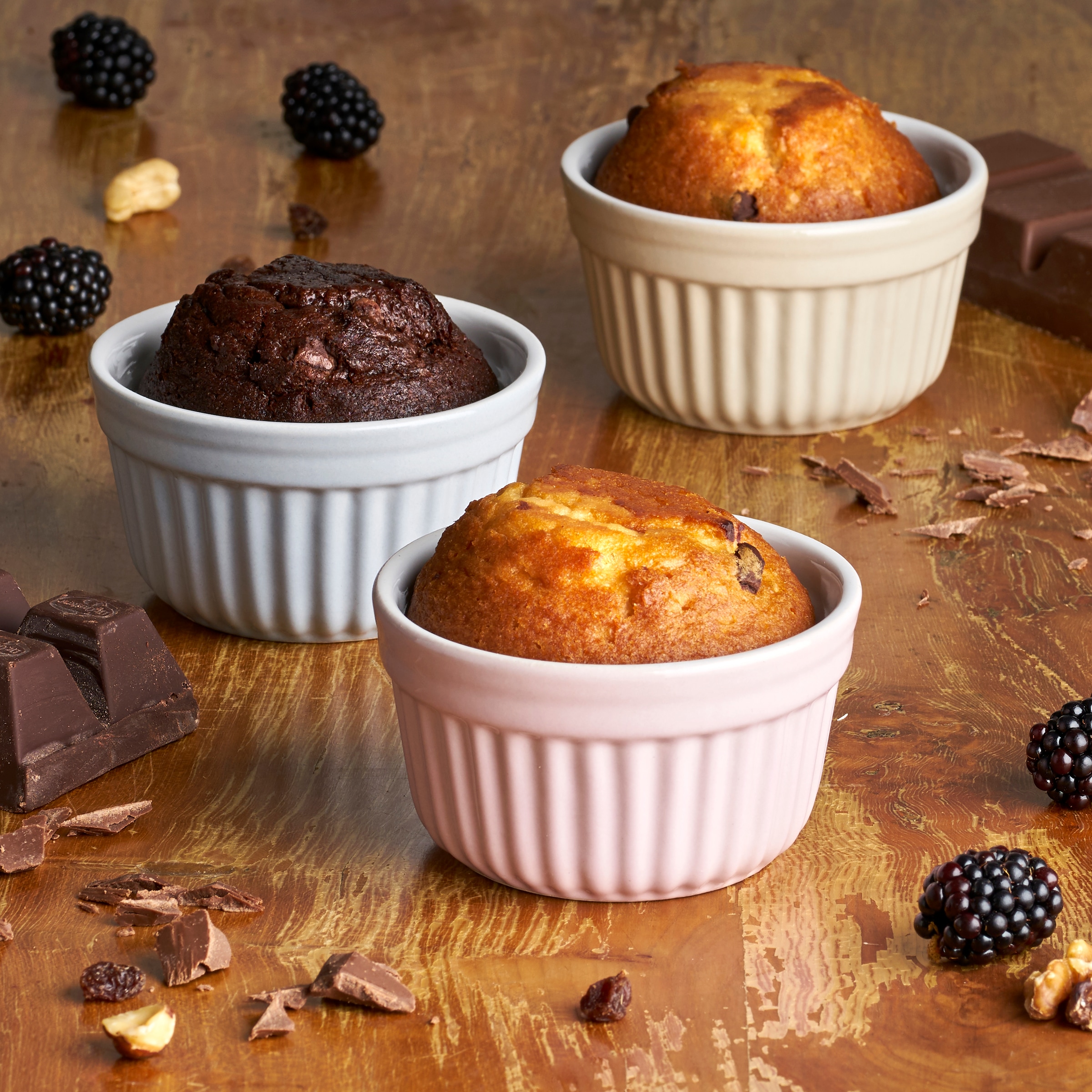 van Well Backform »Ragout-Förmchen, Ø 10 cm, aus Steingut, rosa/beige/grau, 3er-Set« backofenfest bis 280 °C, spülmaschinenfest