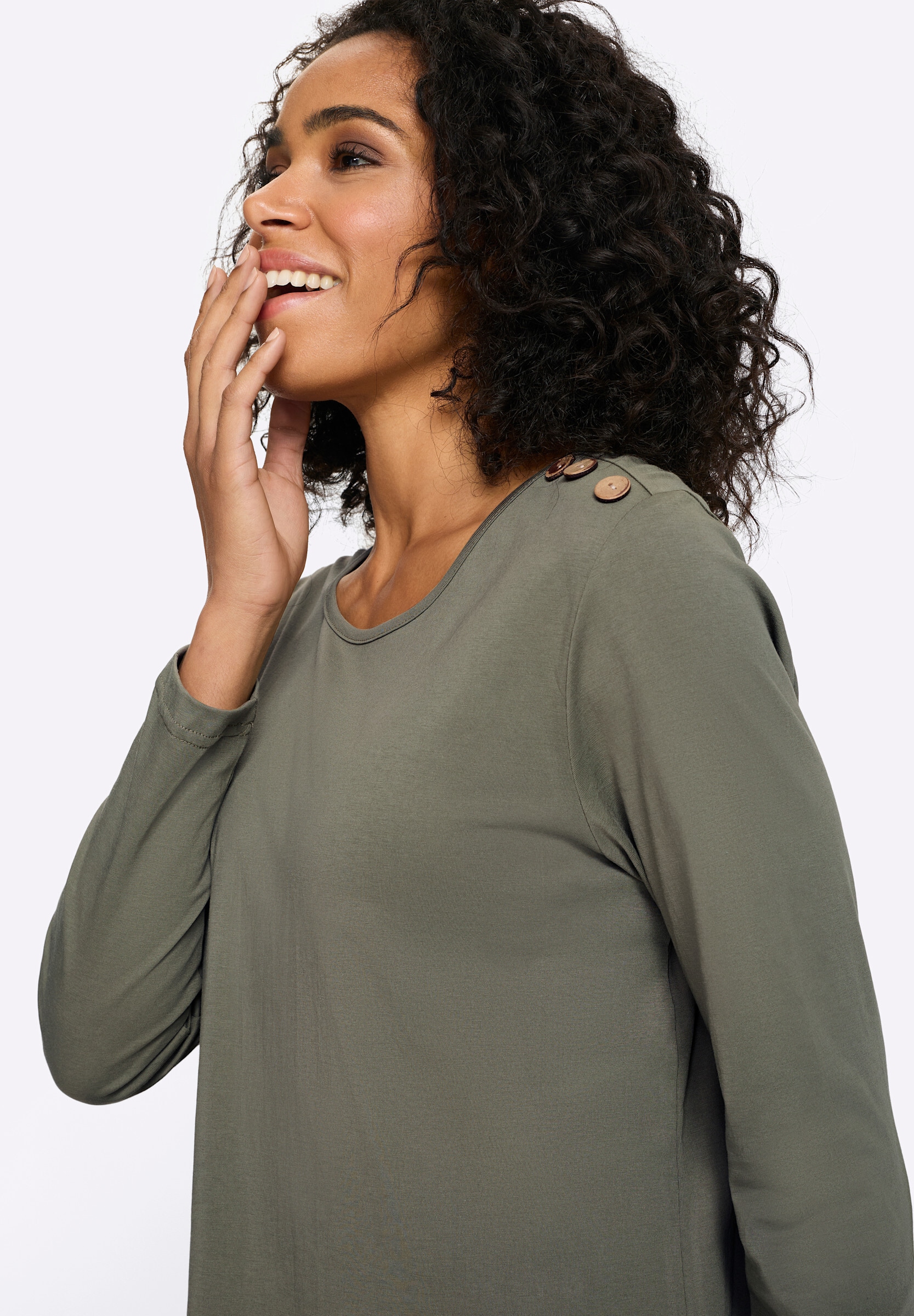 Sieh an! Longshirt »Longshirt Longshirt mit Zierknöpfen«