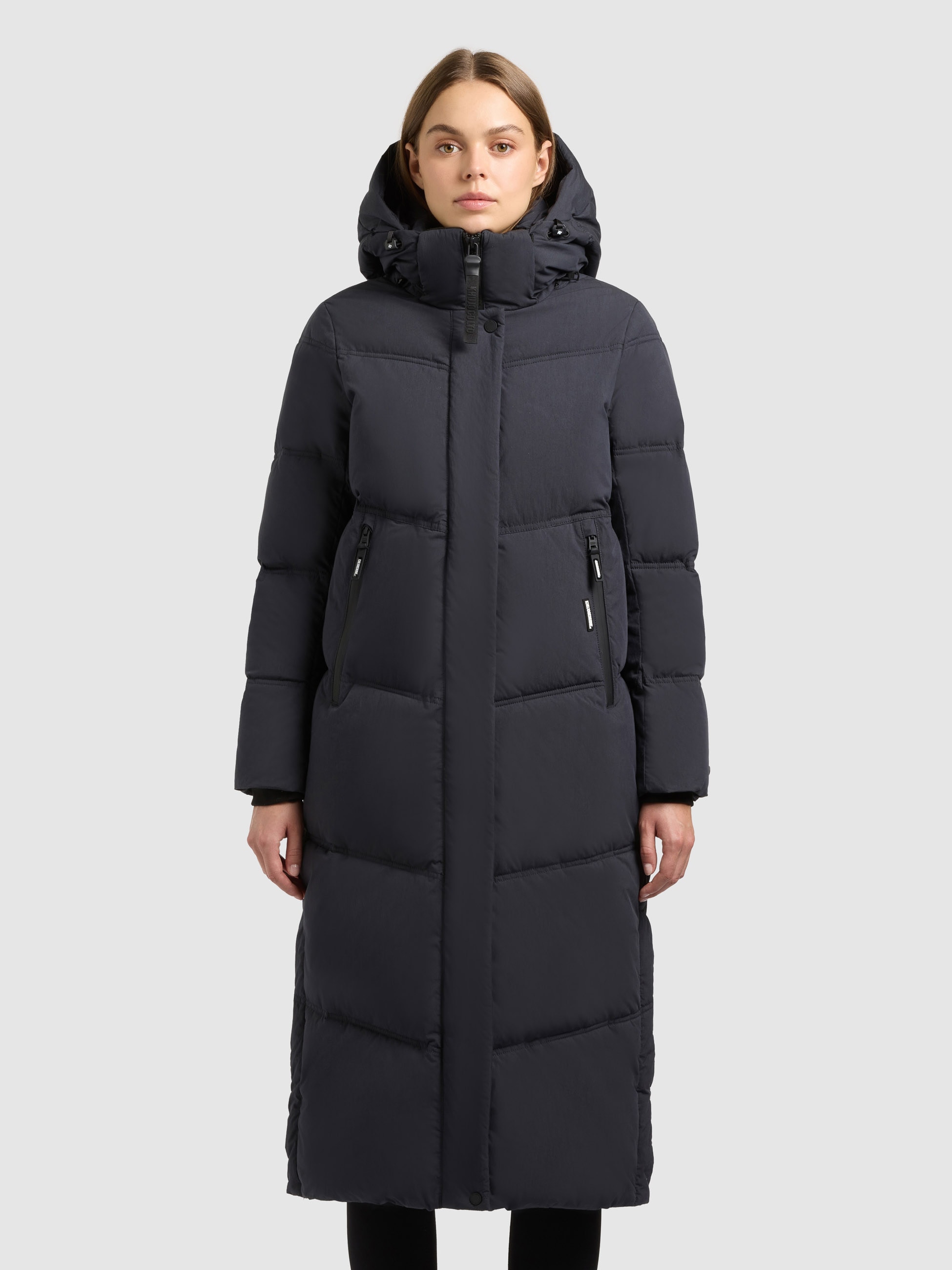 khujo Steppmantel »RITZ«, praktische Seitenschlitze mit Reißverschluss, abnehmbare Kapuze
