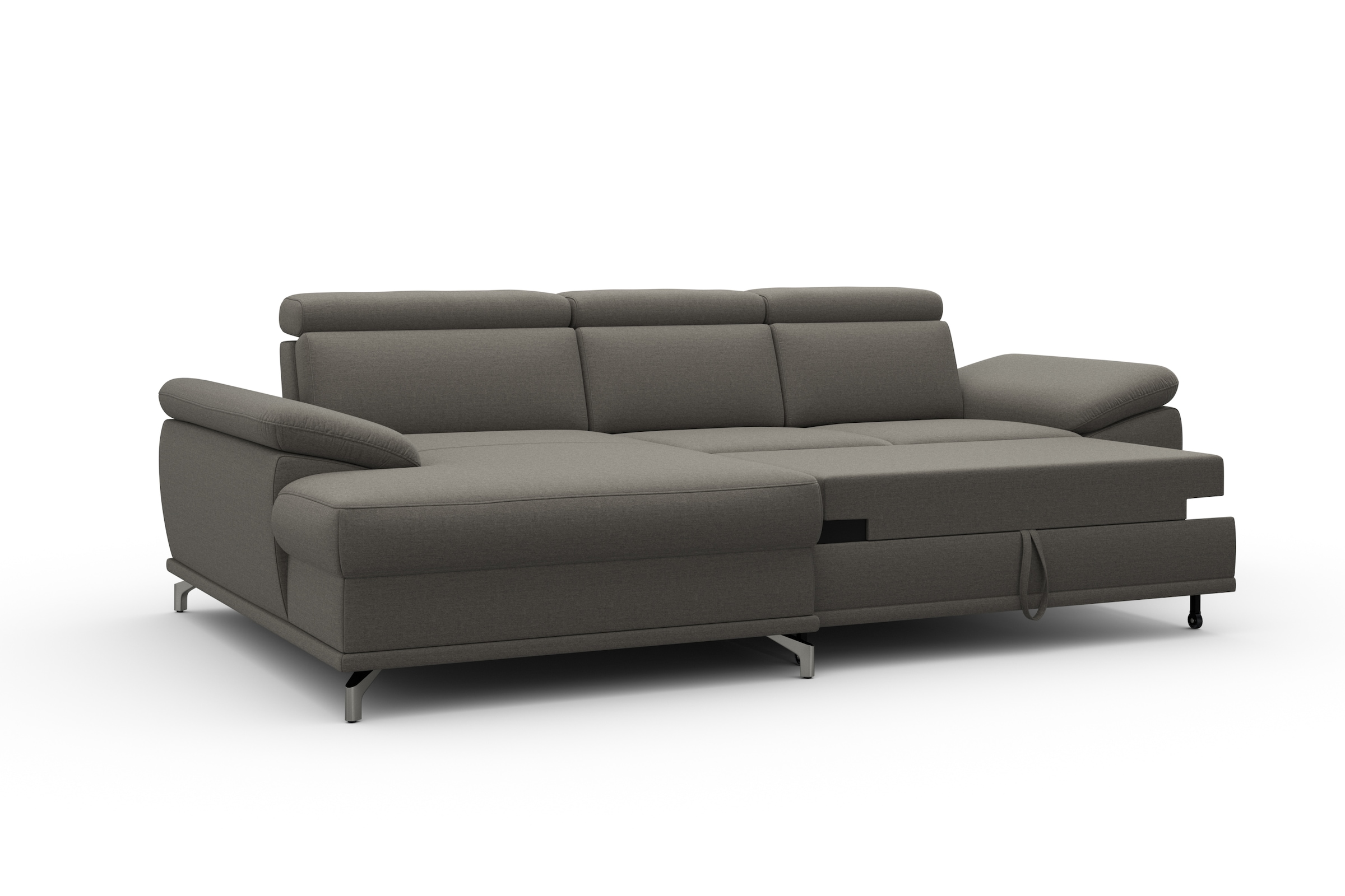 sit&more Ecksofa »Cabrio L-Form, mit Sitztiefenverstellung, Arm- und Kopfteilverstellung«, 2 Nierenkissen, Federkern, optional Bettfunktion und Stauraum