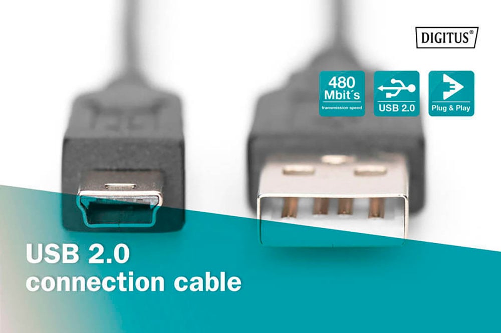 Digitus USB-Kabel »USB 2.0 Kabel Typ A-mini B (5pin) USB 2.0«, 180 cm