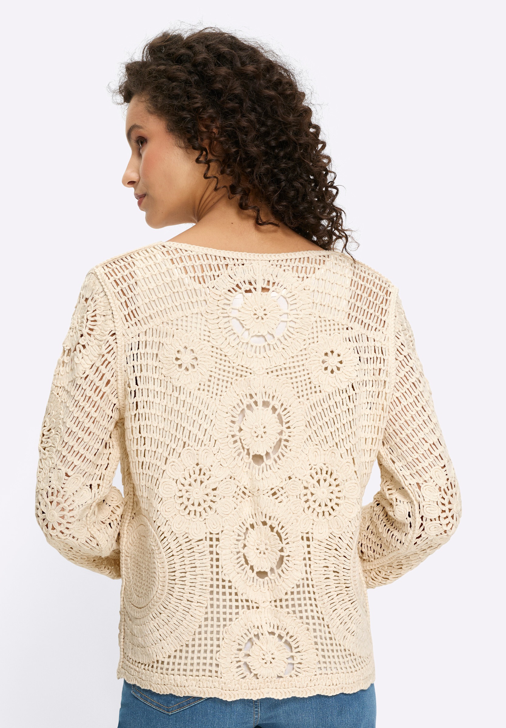 heine Strickjacke »Ajour-Strickjacke Ajourstrickjacke in Häkel-Optik«