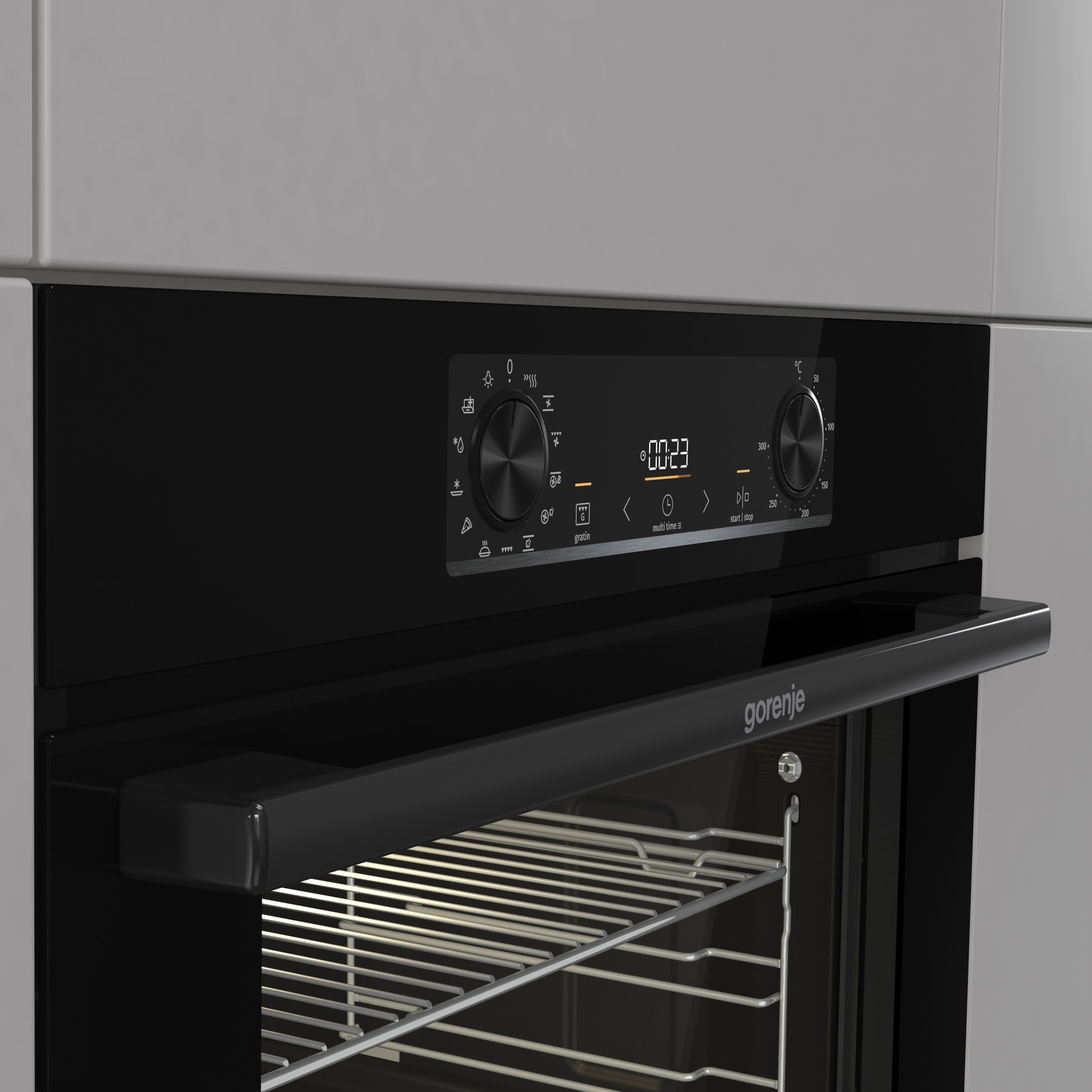 GORENJE Backofen-Set »BOS6737E13BGOT«, mit 1-fach-Teleskopauszug, Aqua Clean, (Set), Pizzafunktion mit 300 °C – perfekt für Pizza, Focaccia und mehr!