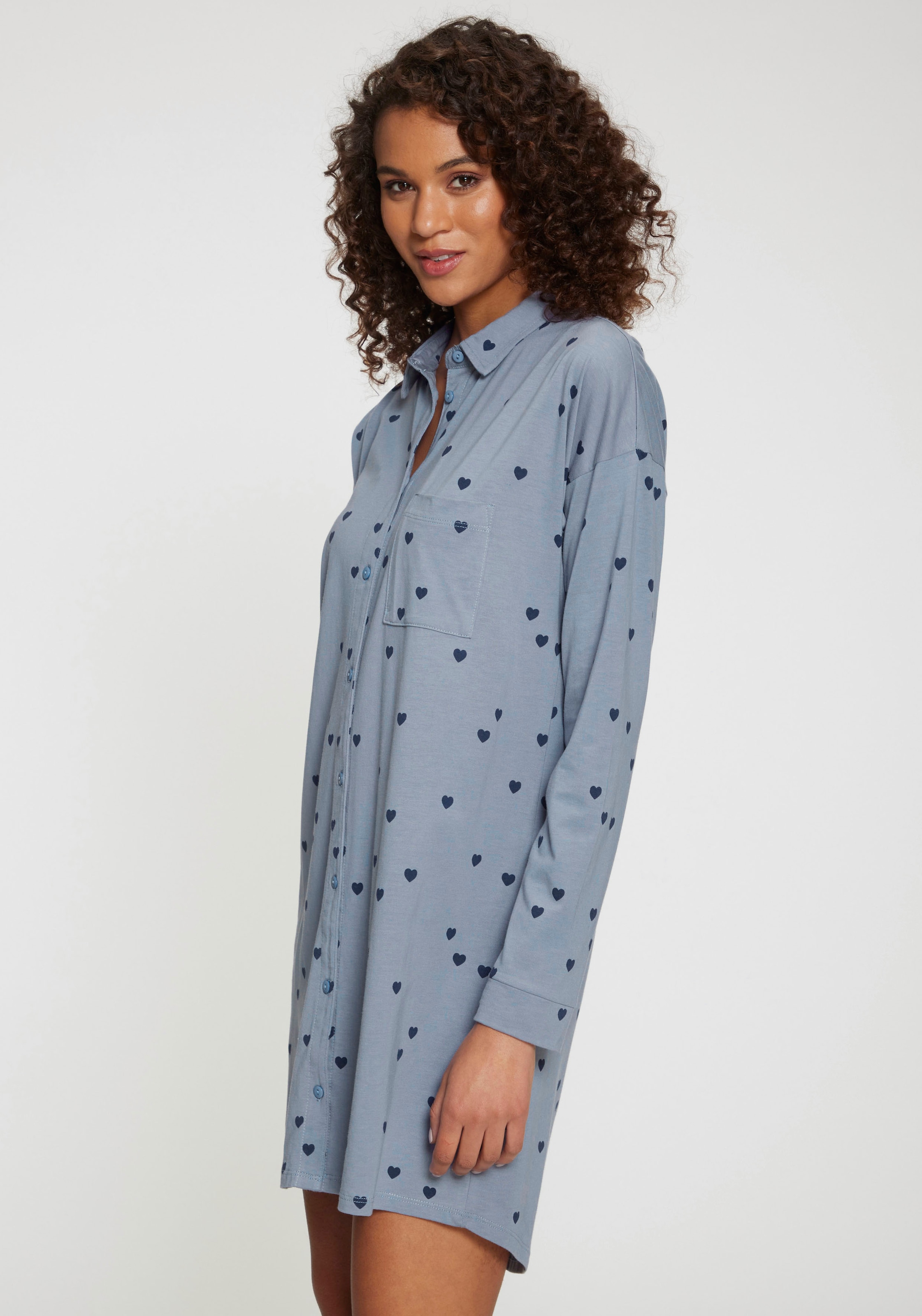 Vivance Dreams Nachthemd Brusttasche in Hemd-Stil