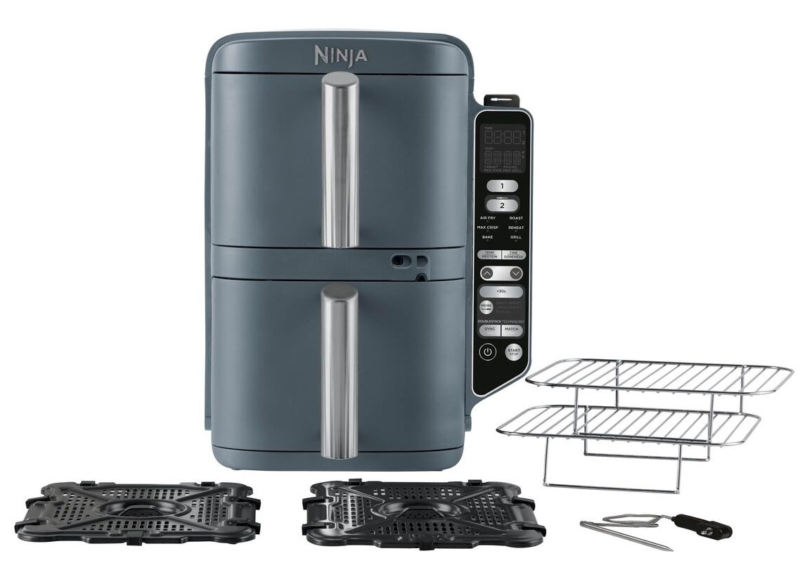 NINJA Heißluftfritteuse »Ninja Double Stack XL Heißluftfritteuse mit 2 Schubladen 9,5 L – Blau« 2450 W