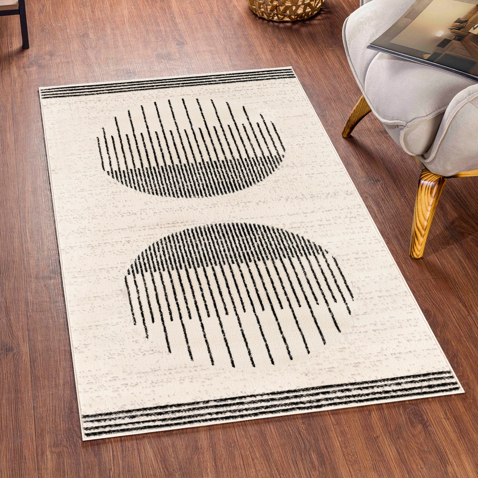 Livabliss Teppich »SANTIAGO« rechteckig 10 mm Höhe Skandinavischer Teppich, Kurzflor Boho-Wohnzimmerteppich, Läufer