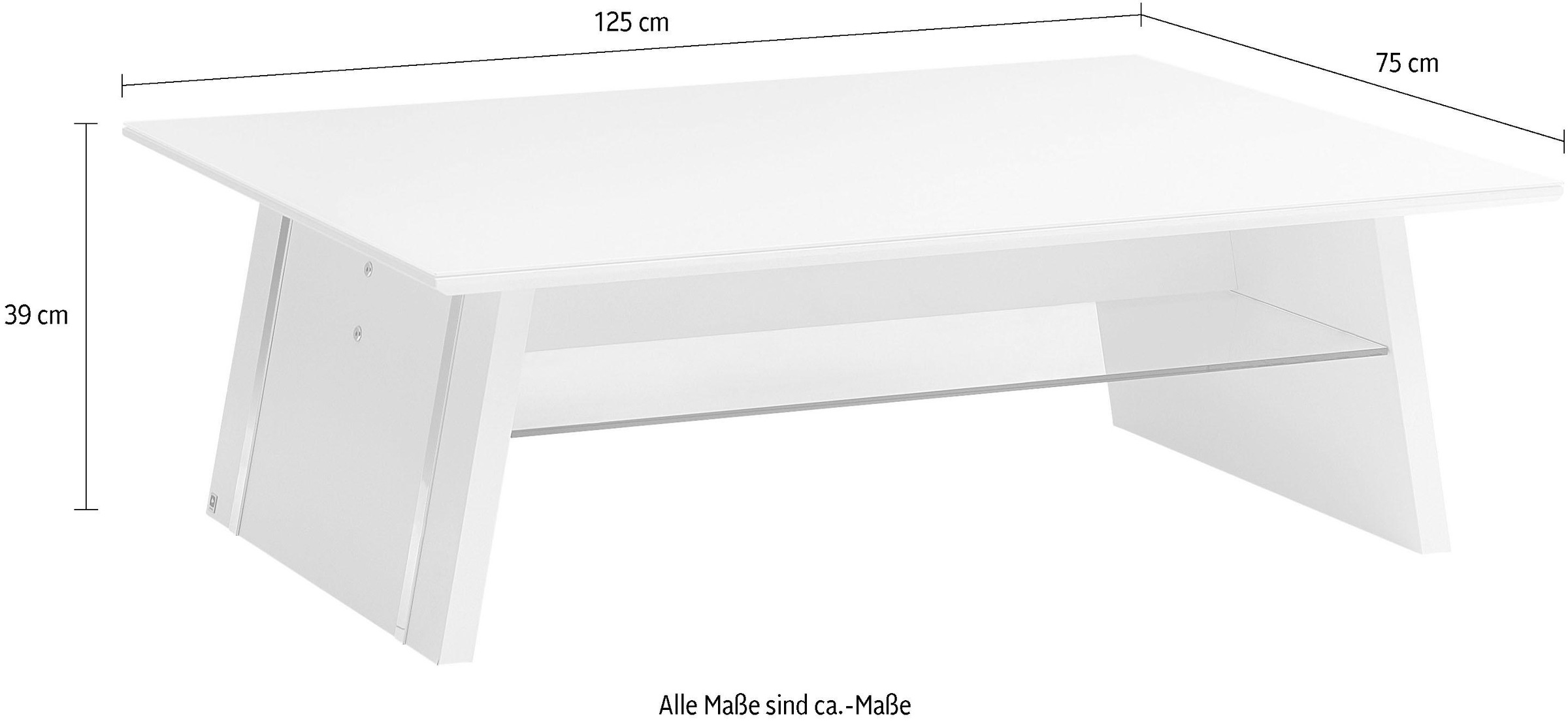 LEONARDO Couchtisch »CUBE«, mit Ablage, mit feinen Chromakzenten, Breite 125 cm