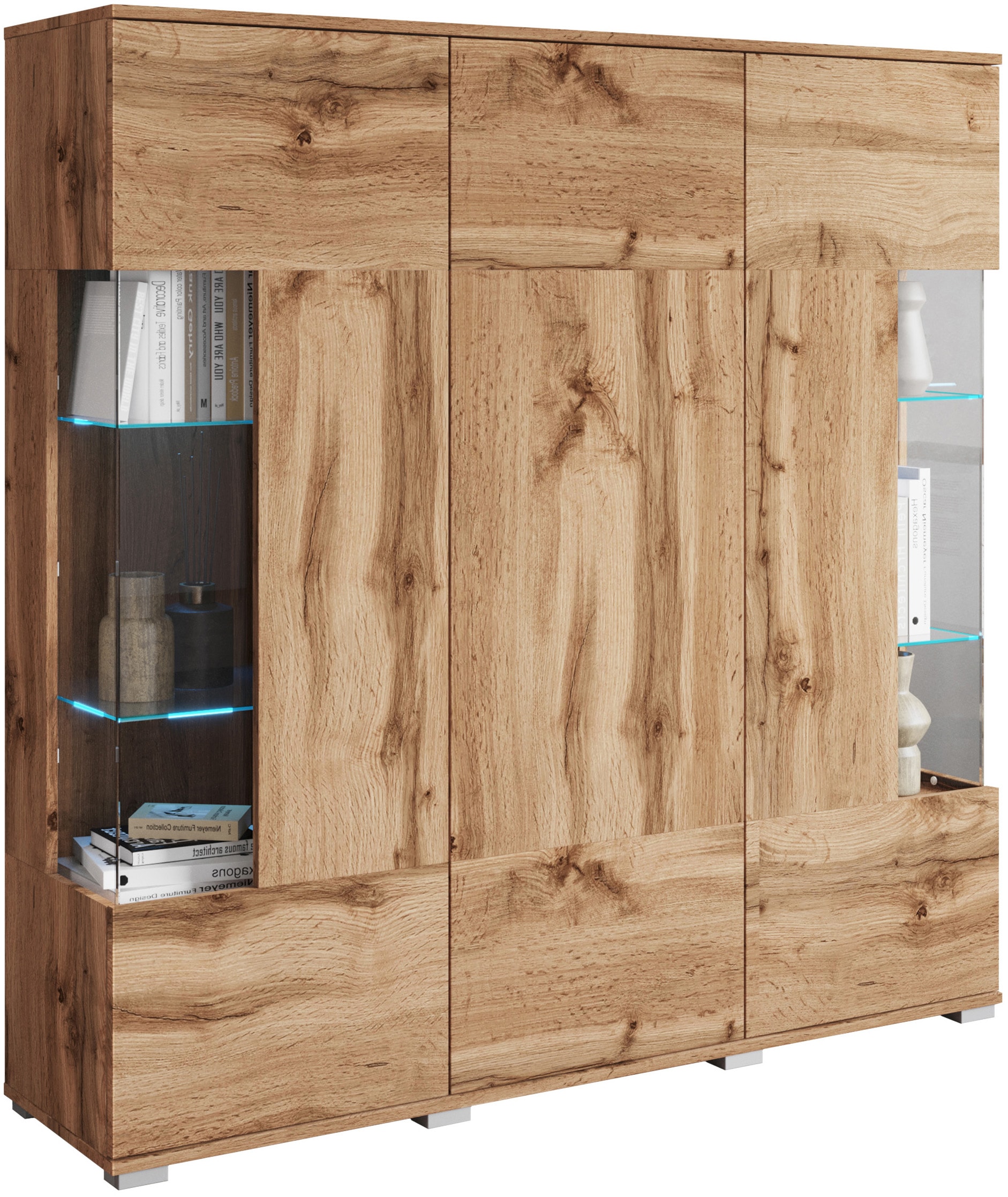 INOSIGN Highboard »Kenia«, (1 St.), Modernes Highboard, mit Glastüren, Breite 135 cm