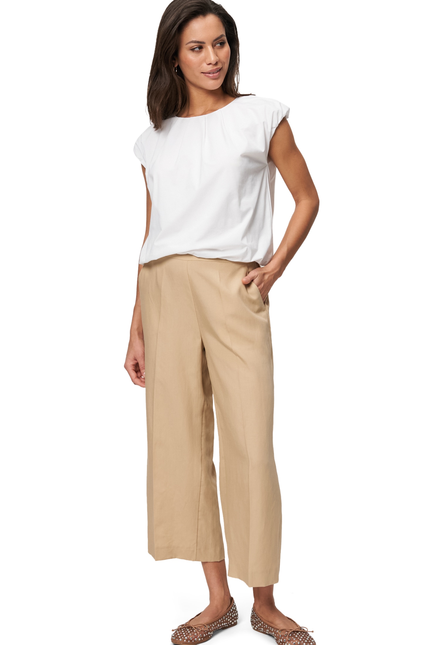 Zero Leinenhose »Leinenhose mit weitem Bein 24 Inch«