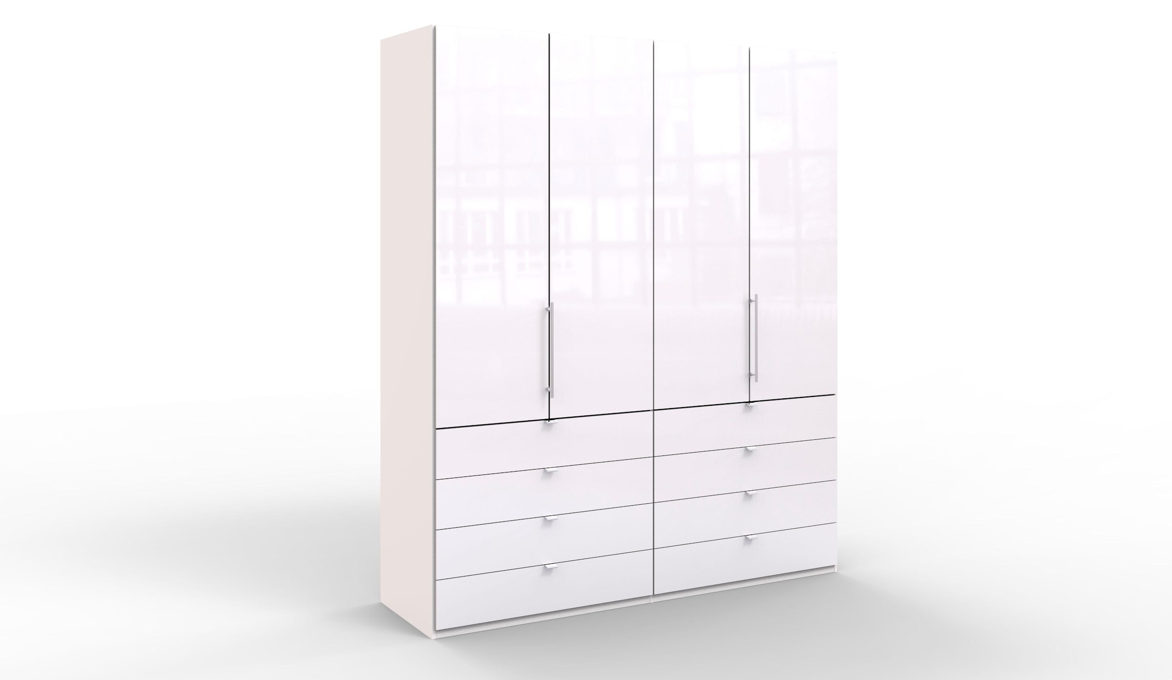 WIEMANN Falttürenschrank »Loft, Kleiderschrank, Schrank, Wäscheschrank, mit Glasfront« 3 Breiten, 2 Höhen 216/236 cm auswählbar, MADE IN GERMANY,  inkl. gepämpften Schubkästen und Türen, mit Panoramaöffnung