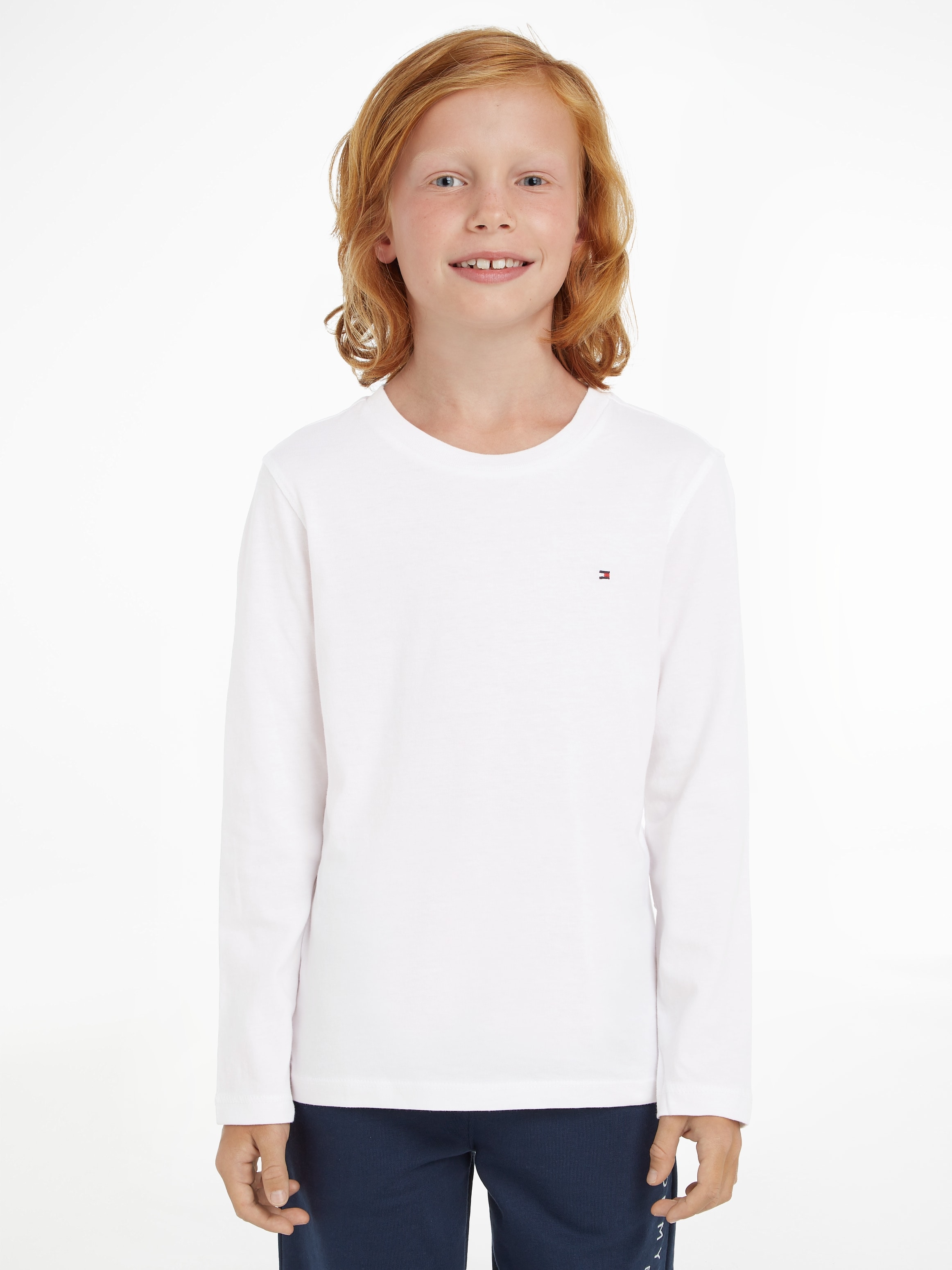 Langarmshirt »BOYS BASIC CN KNIT L/S«, mit Tommy Hiflger Logo-Flag