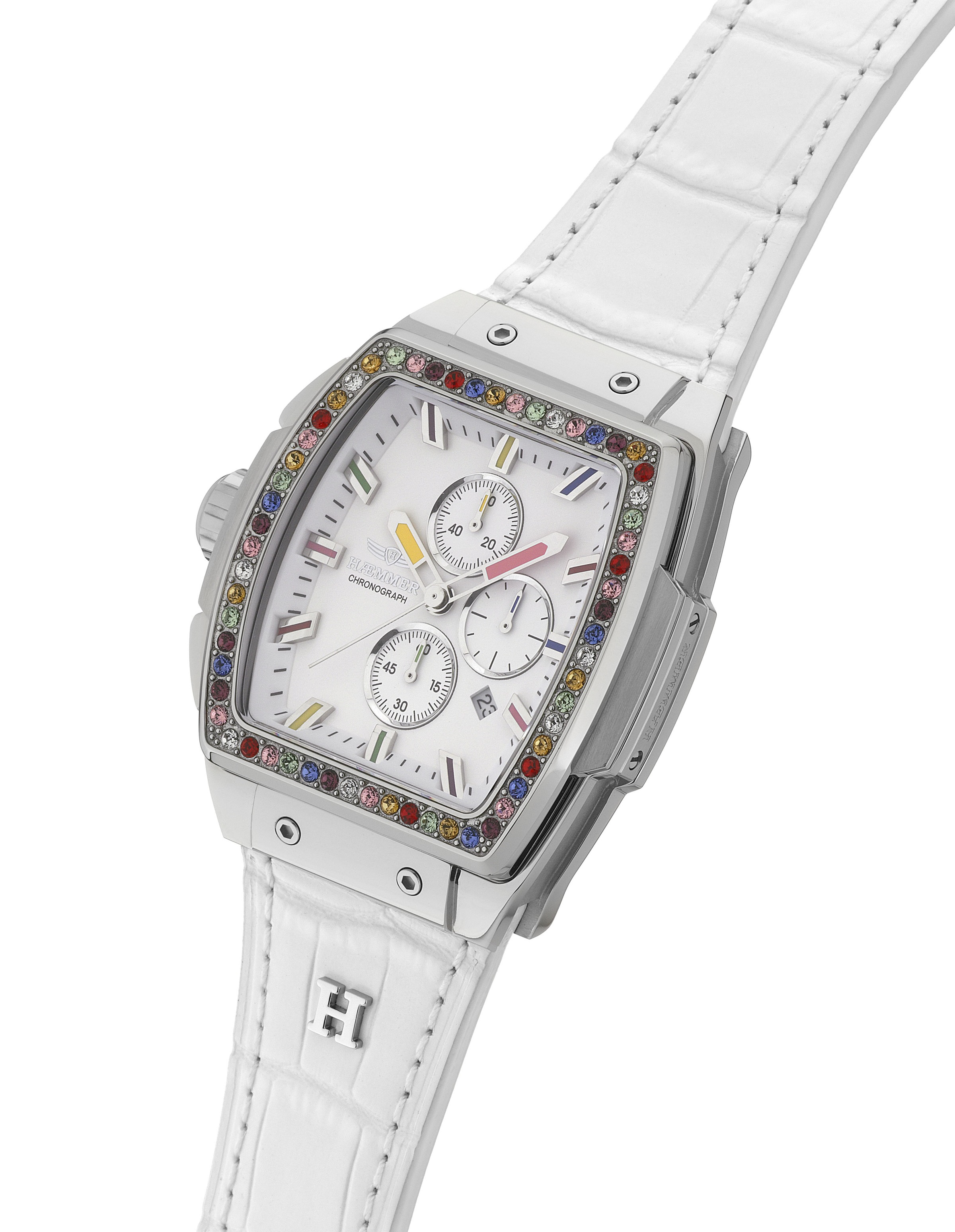 HAEMMER GERMANY Chronograph »TONNEAU«, Quarzuhr, Armbanduhr, Damenuhr, Lederarmband, verschraubte Krone, Tag