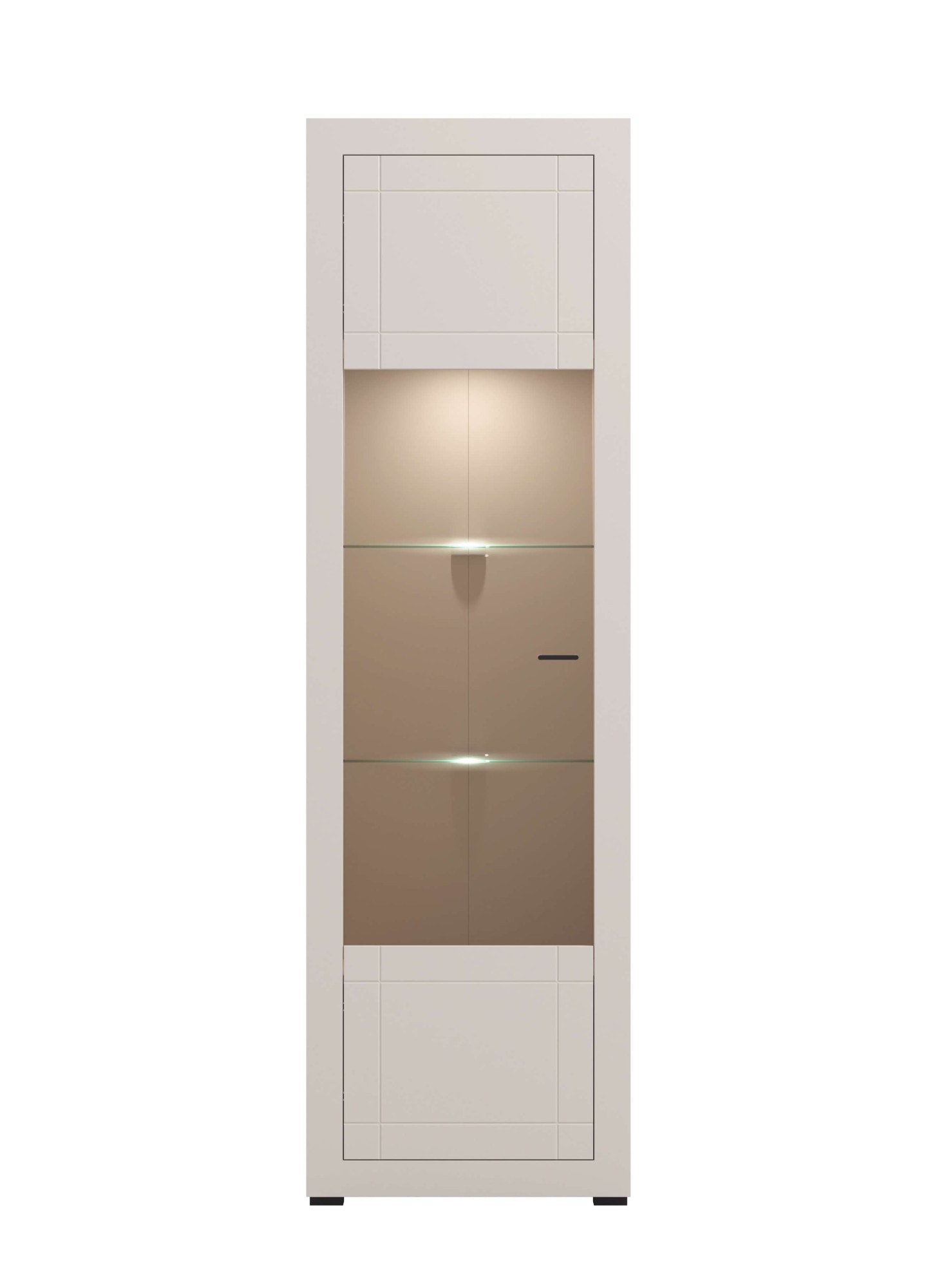 Home affaire Vitrine »Essex Vitrinenschrank, Glasschrank, Standvitrine, Highboard/Sideboard« Präzise Heißfolienprägung, Metallgriff, Eleganter Glasboden