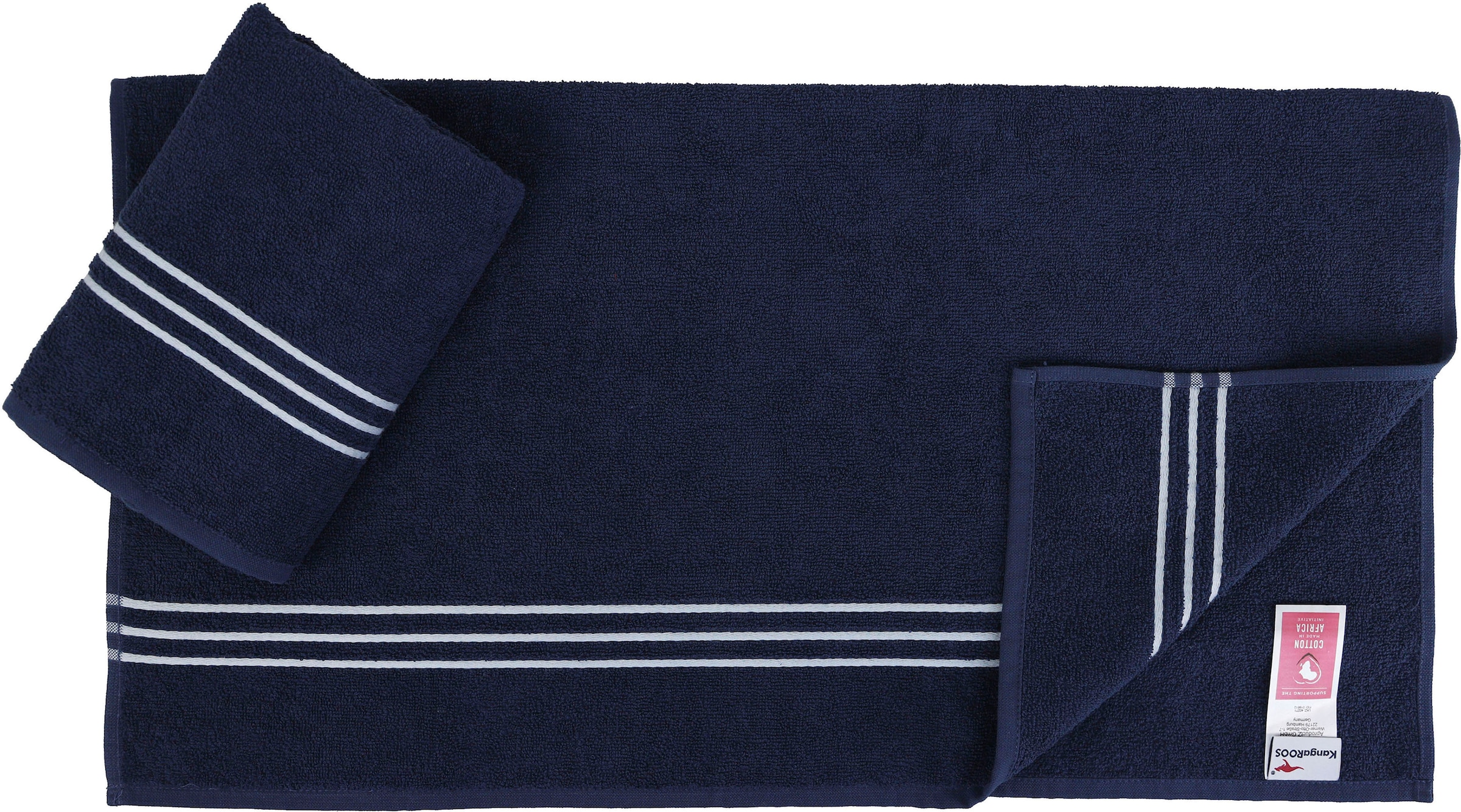 KangaROOS Handtuch Set 100% »Dalia«, Set, 6 aus Handtuch-Set mit Baumwolle einfarbiges Walkfrottier, tlg., Streifenbordüre