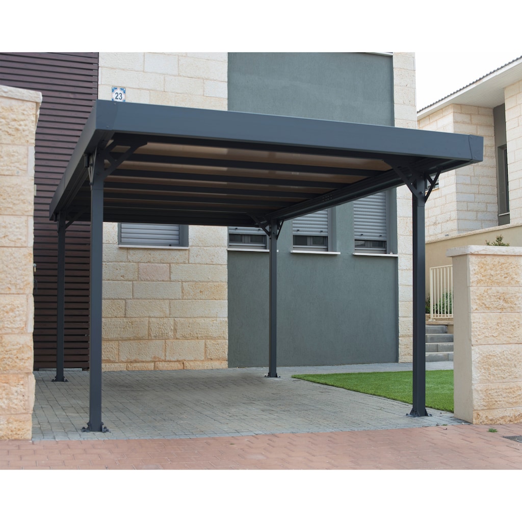Palram - Canopia Einzelcarport »Palma 5000«, Aluminium, 263 cm, Grau, inkl. Regenrinnen und Bodenverankerungen