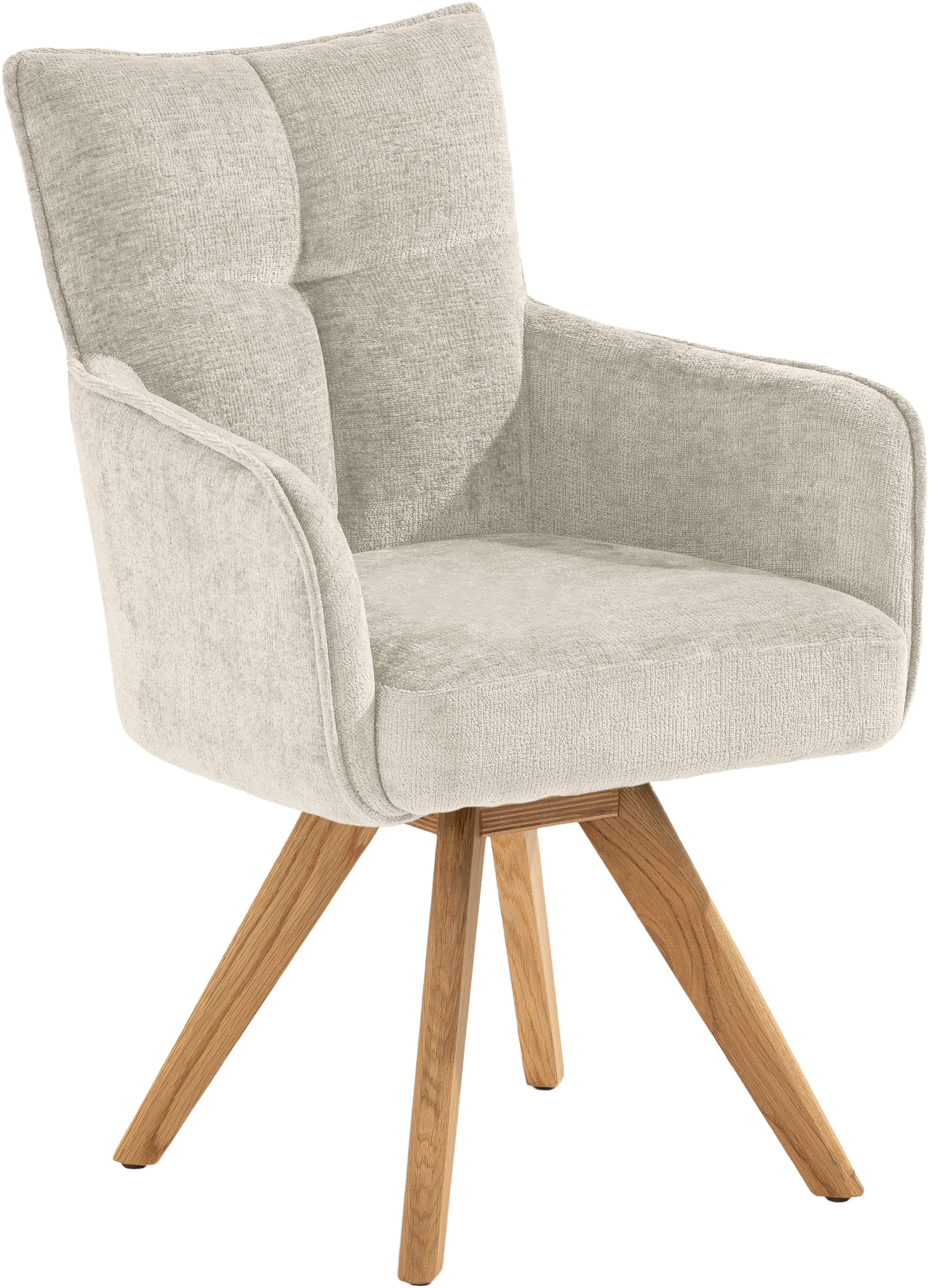 set one by Musterring Armlehnstuhl »Tucson« (Set) 2er-Set, drehbar mit Rückholfunktion, Stativgestell aus Eiche massiv