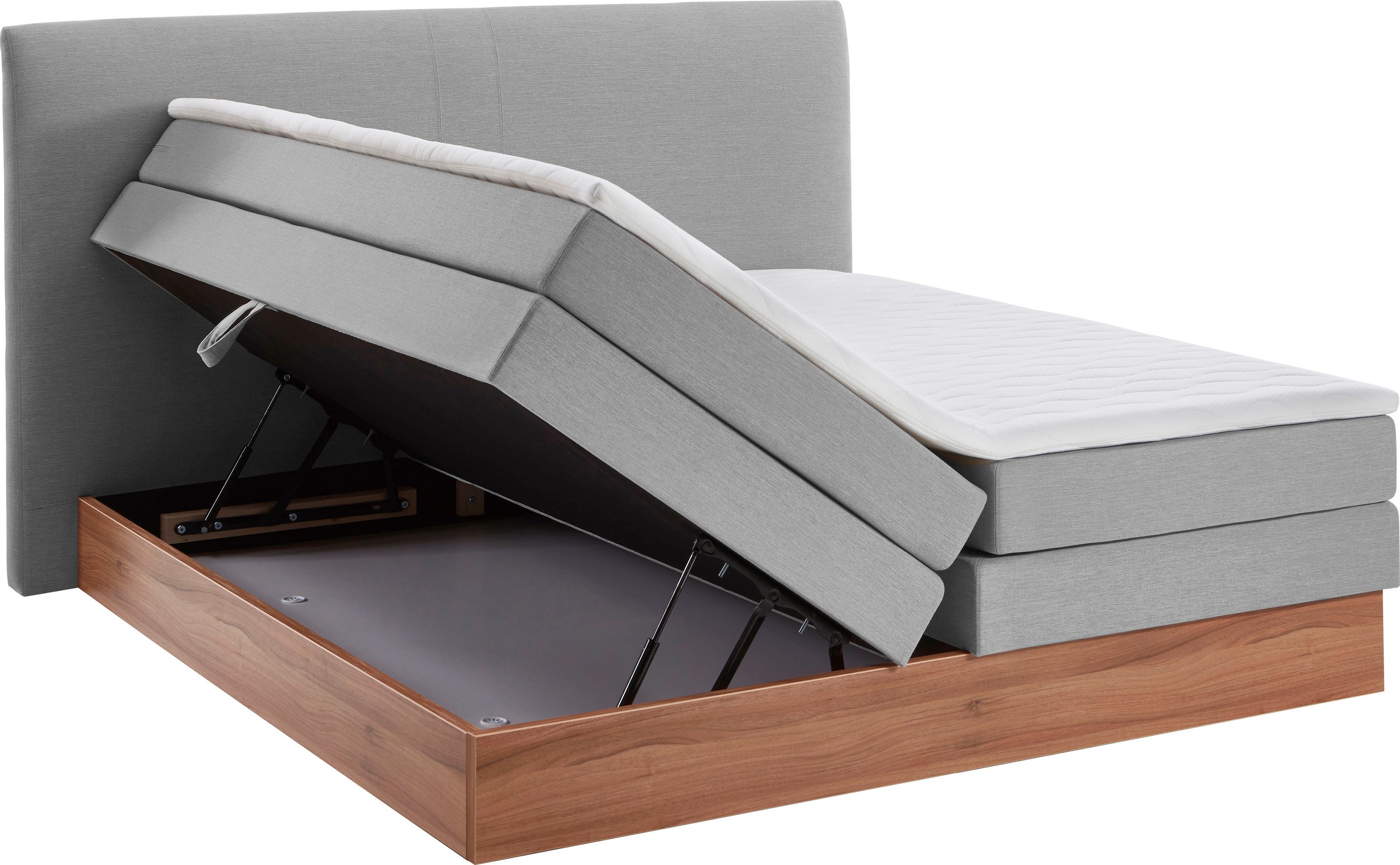 Home affaire Boxspringbett »Blomen«, mit Walnuss-Dekor, mit Bettkasten, verschiedene Härtegrade, mit Topper