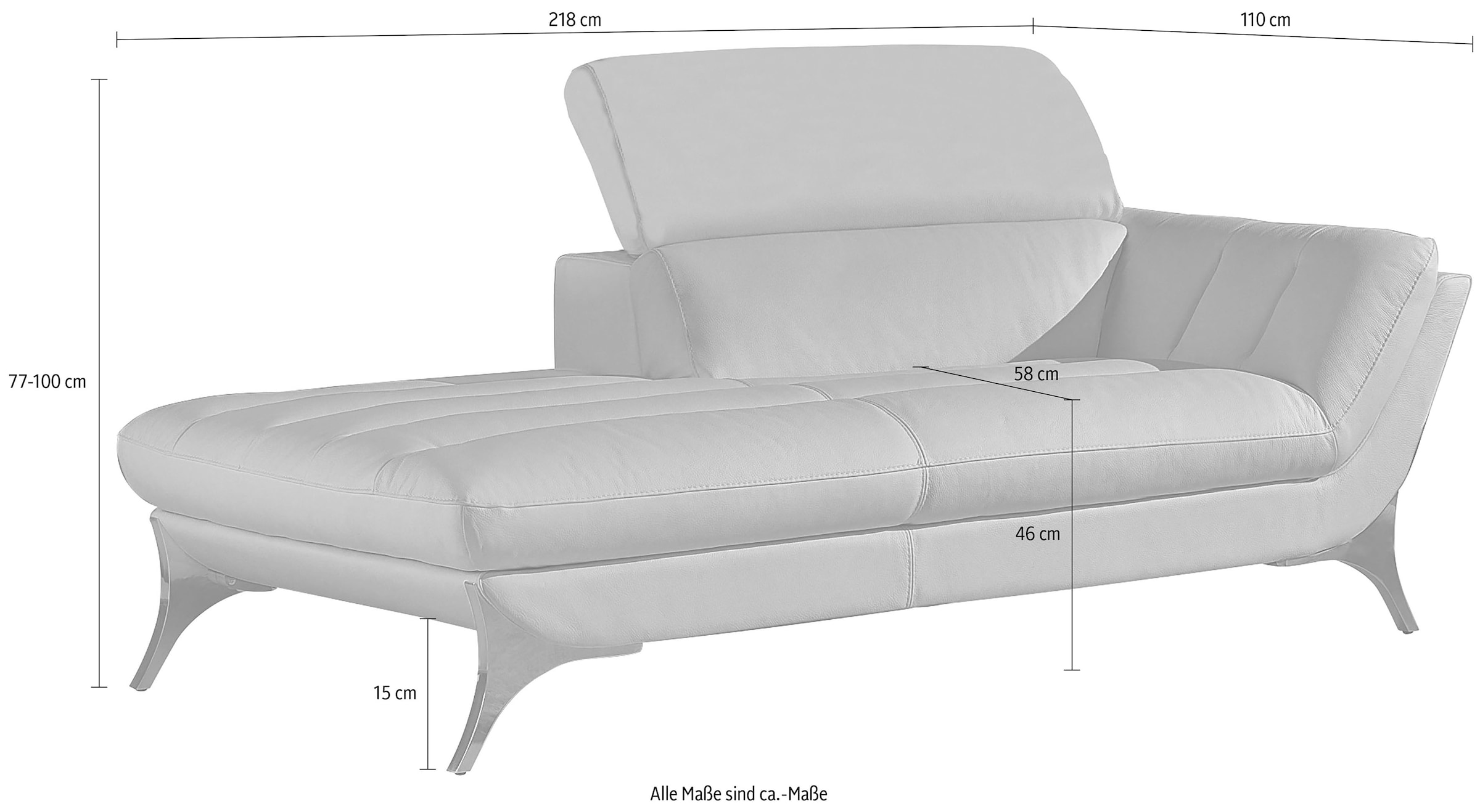 Egoitaliano Recamiere »Sueli, extravagantes Design und erstklassiger Sitzkomfort« Solitärmöbel, hochwertiger Lederbezug, inklusive Kopfteilverstellung