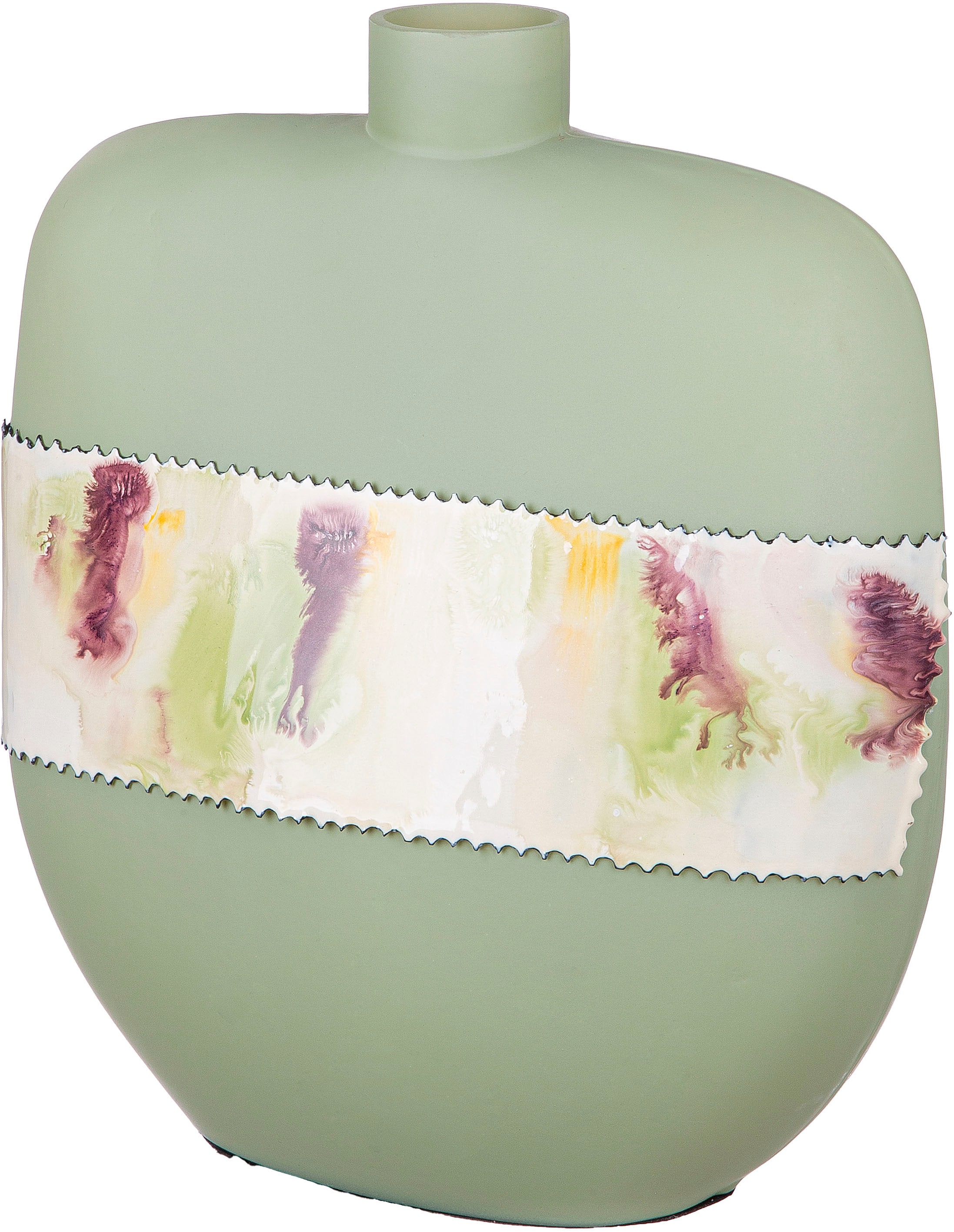 GILDE Tischvase "Vase Imperial, bauchig" aus Aluminium und Glas, wasserdicht, Tiefe 12 cm