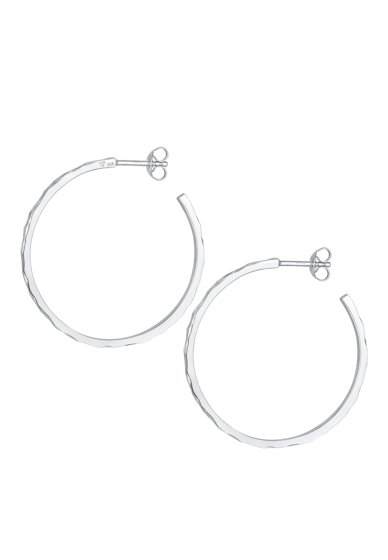 Elli Paar Ohrstecker »Ohrringe Creolen Stecker Gehämmert Organic Look 925 Silber«