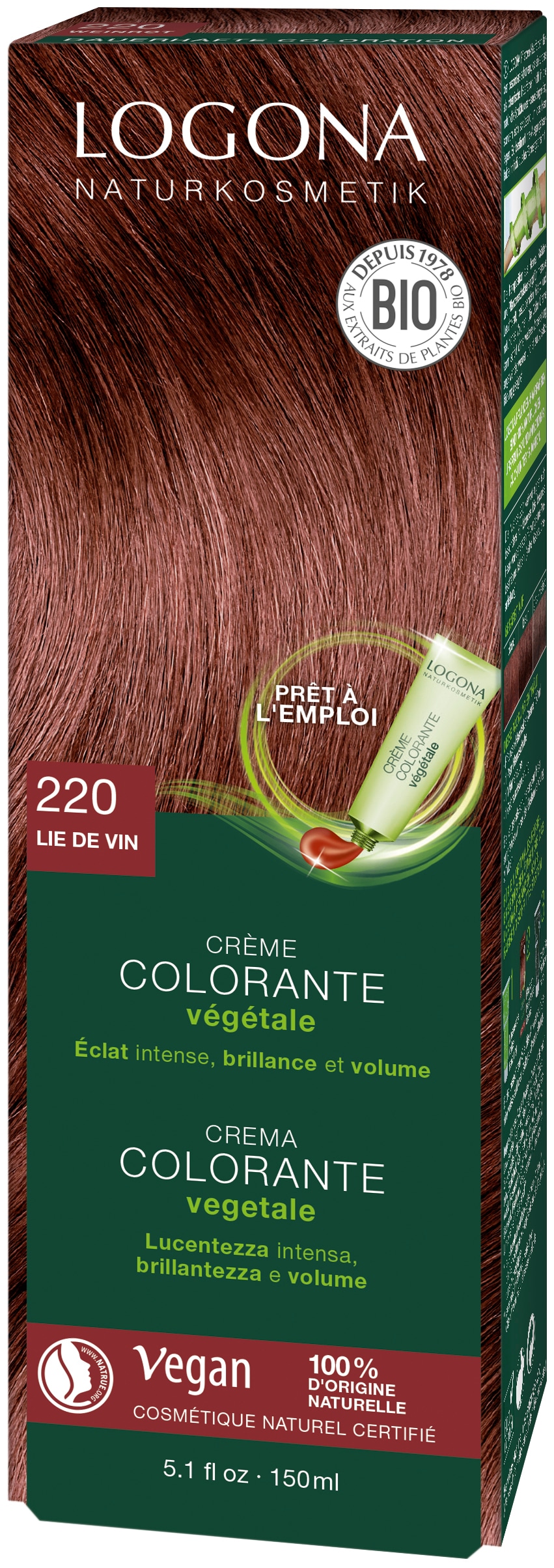 LOGONA Coloration »PFLANZEN-HAARFARBE CREME« sofort gebrauchsfertige Creme, für alle Haartypen, mit Creme-Textur
