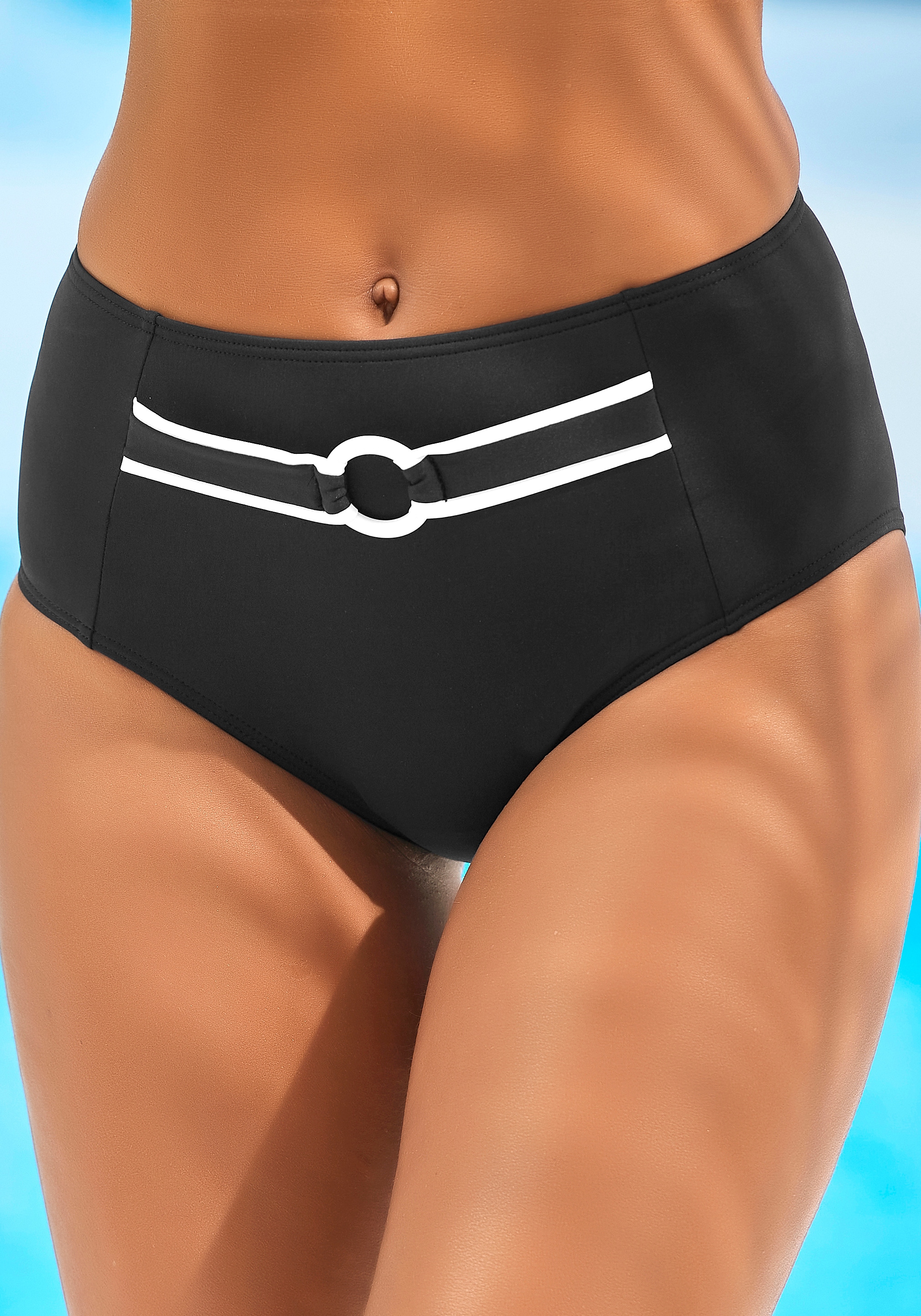 Vivance Highwaist-Bikini-Hose »Lorena«, mit kontrastfarbenem Piping