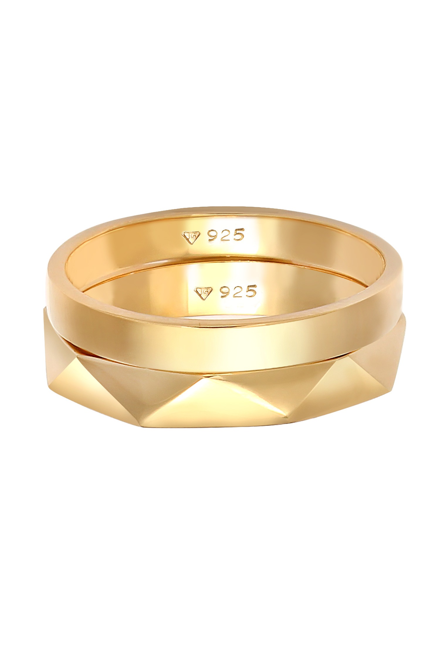 Elli Ring-Set »Ring Bandring Basic Hexagon Element (2 tlg) 925 Silber«