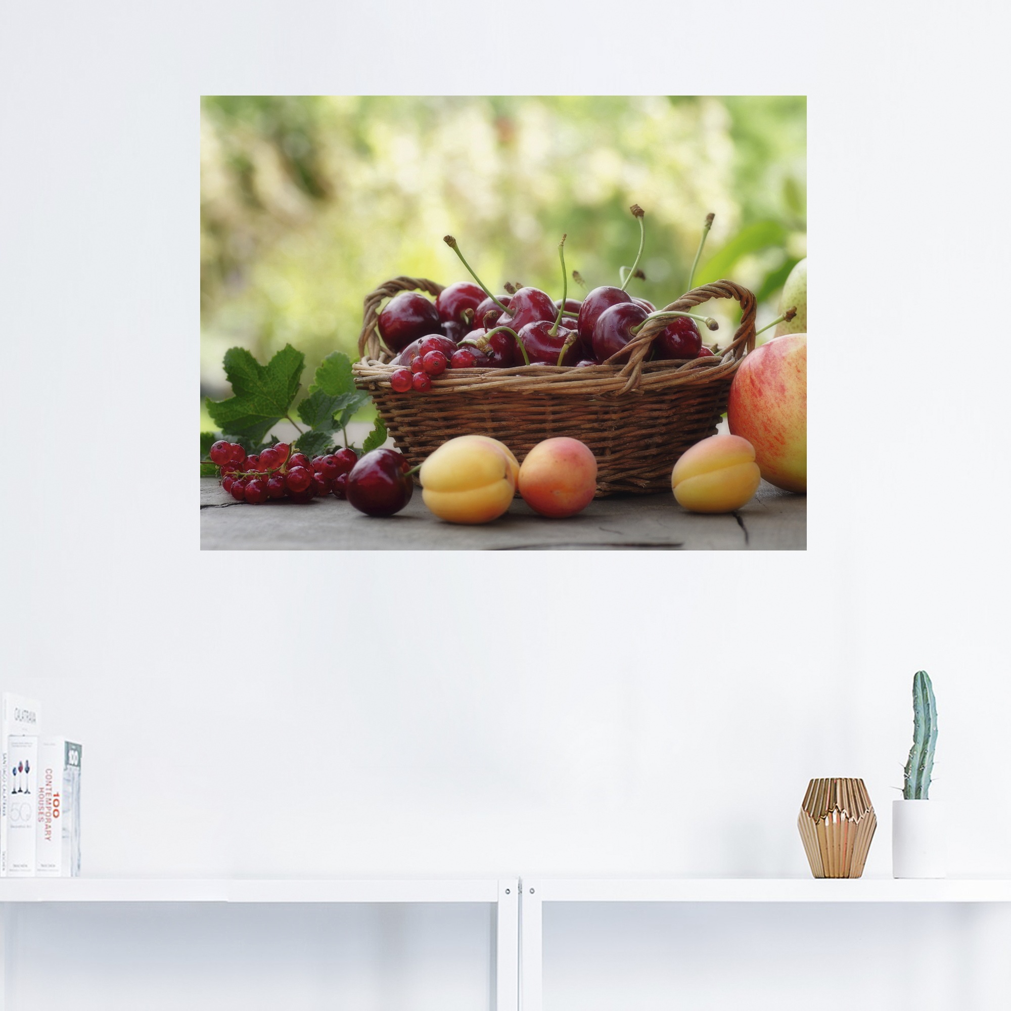 Artland Wandbild »Frische Früchte Körbchen«, Lebensmittel, (1 St.), als Leinwandbild, Wandaufkleber oder Poster in versch. Größen