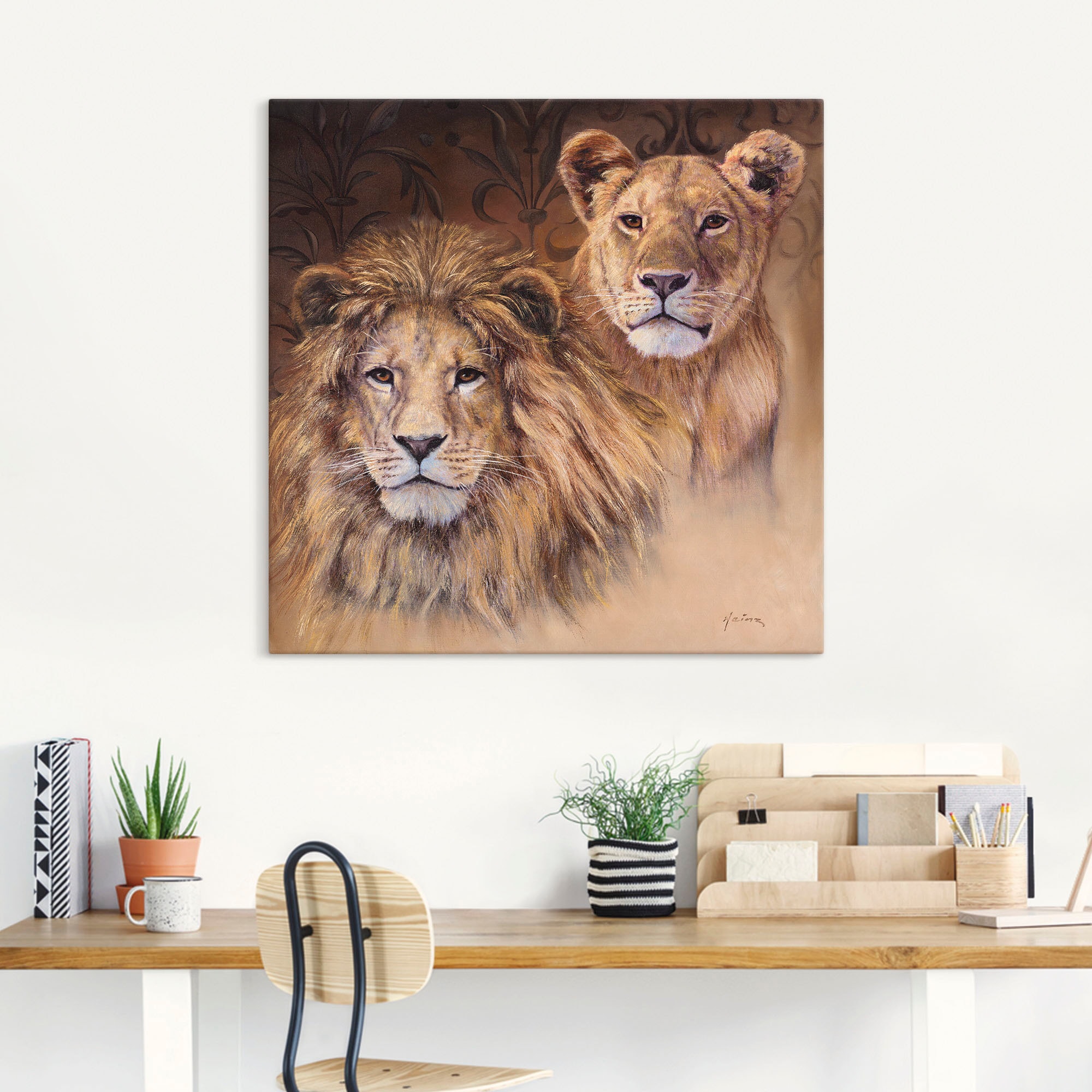 Poster Wandaufkleber (1 St.), Leinwandbild, »Löwen«, auf Artland Alubild, Wandbild als Rechnung oder Größen bestellen Wildtiere, in versch.