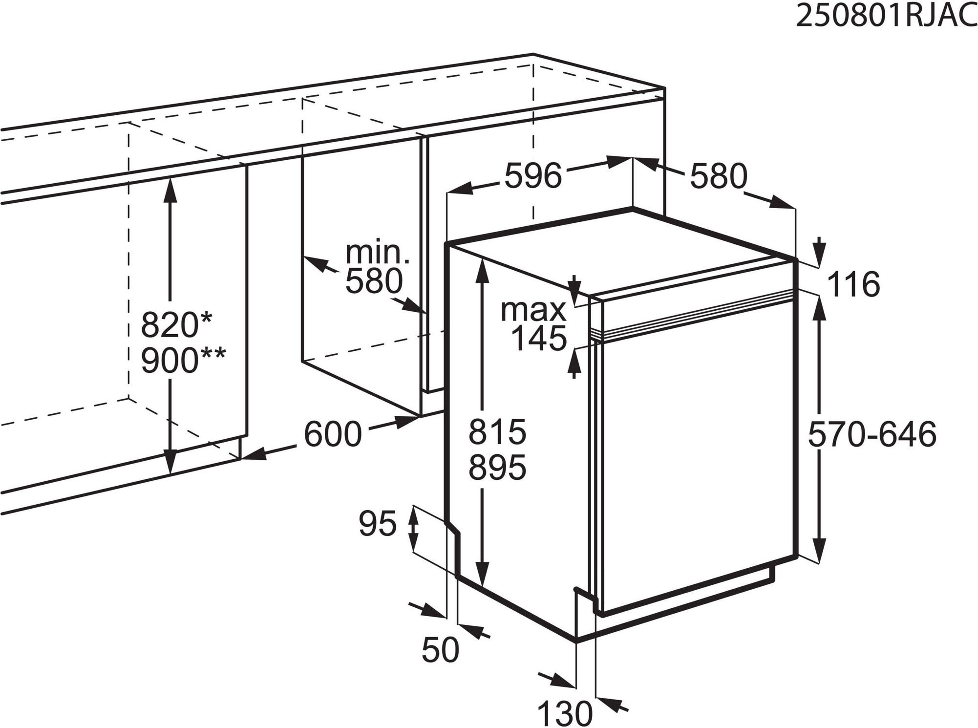 AEG teilintegrierbarer Geschirrspüler Serie 8000, 60 cm, WiFi »GT8200B2SCM 911463003« 8,4 l 14 tlg. Maßgedecke Wassersparende Spülmaschine mit 8,4 l kraftvoll gegen Eingebranntes