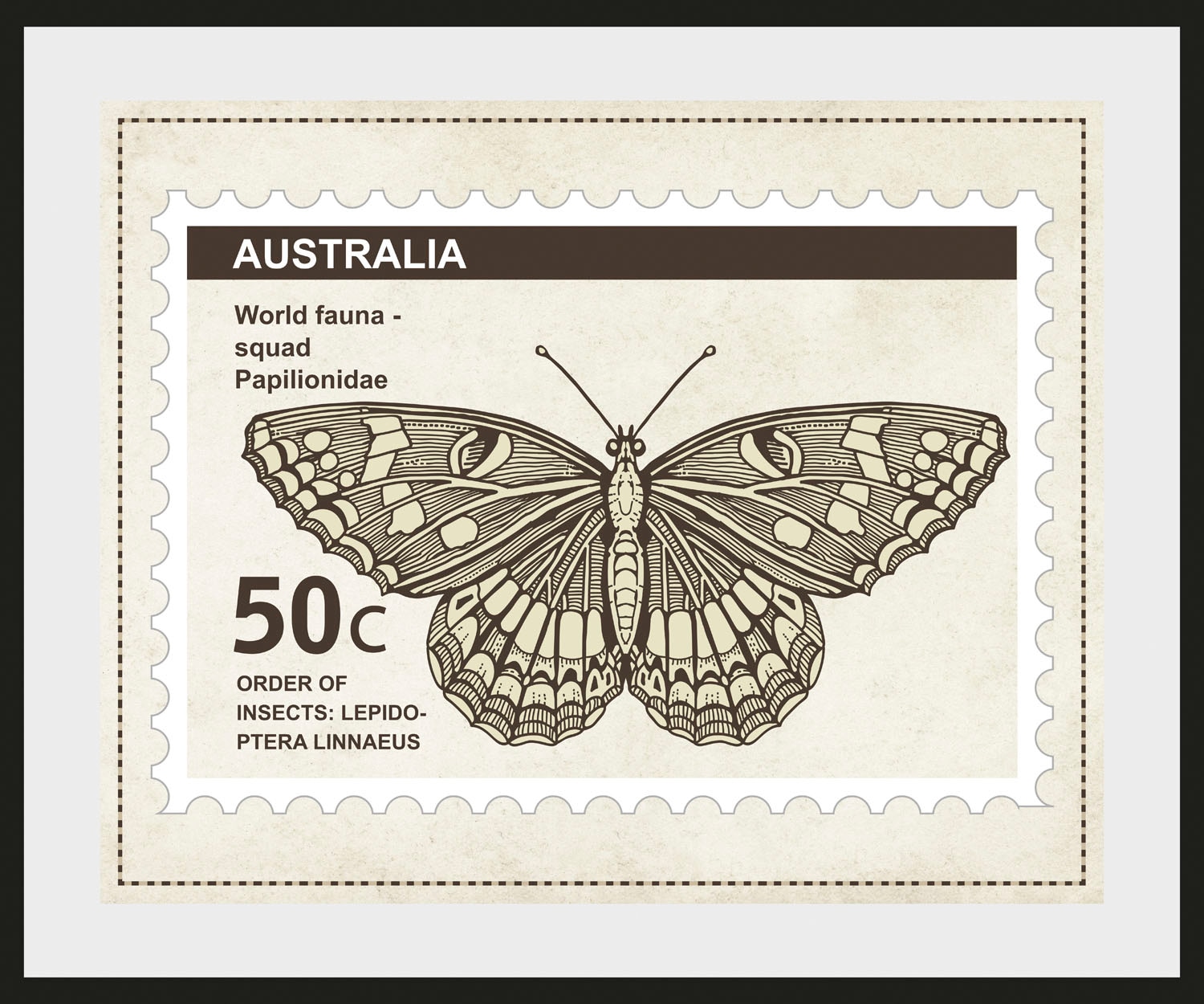 queence Bild »50c«, Schmetterlinge-Kunst-Insekten, (1 St.), HD Premium Poster-Druck inkl. Holzrahmen